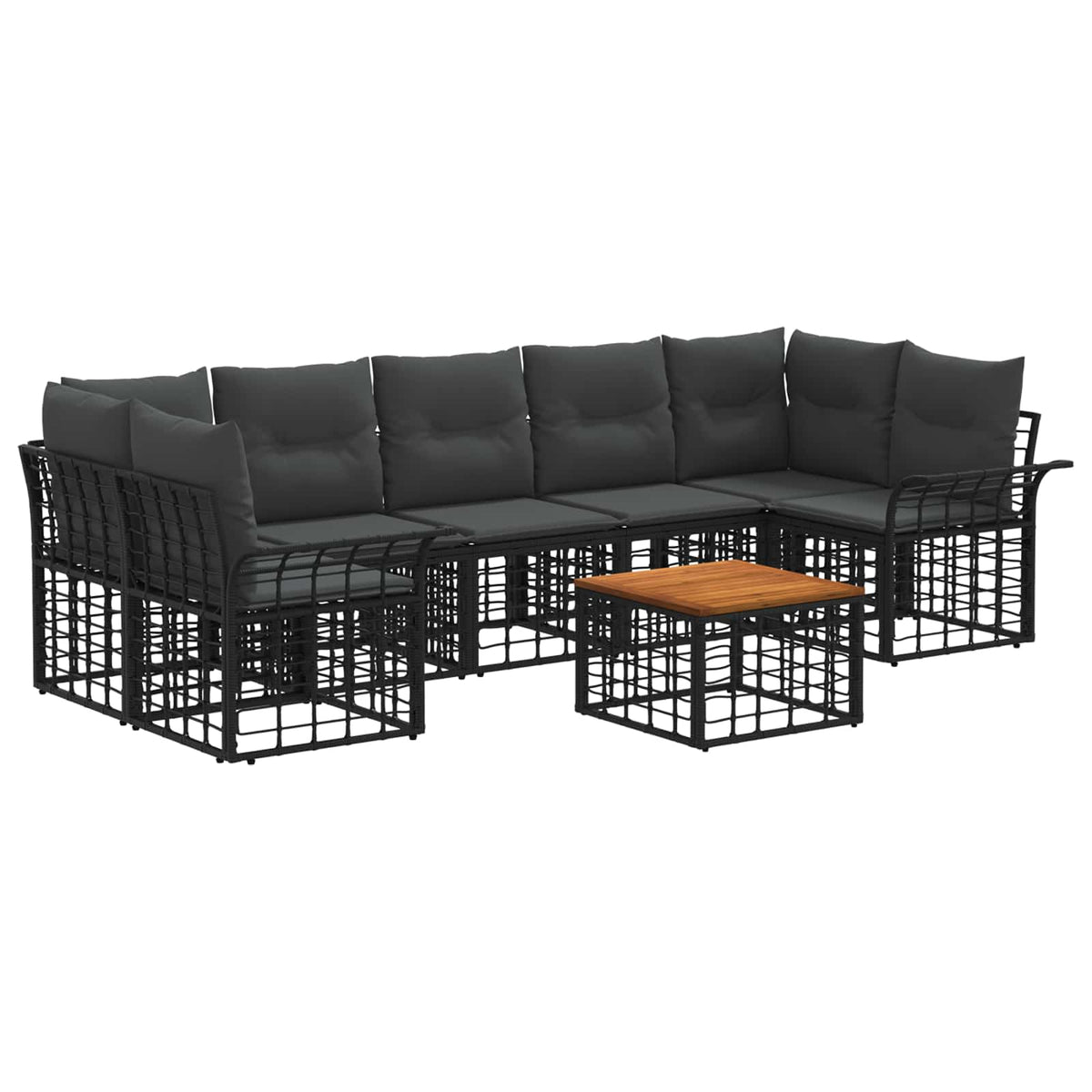 Set vanjskih sofa 8 kom. Crna i tamno siva poliratan