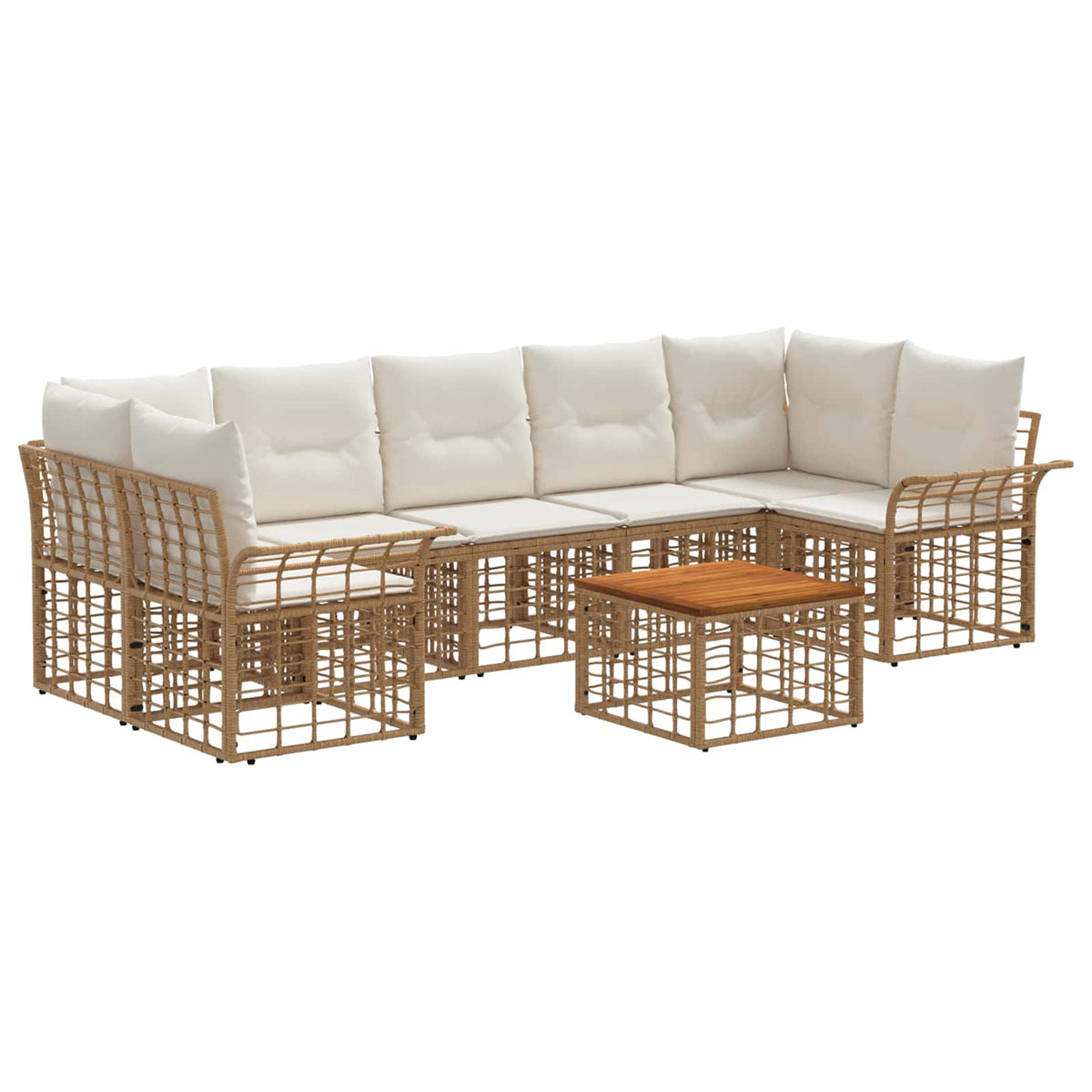 Set vanjskih sofa 8 kom. Prirodna i krema bijela poliratan