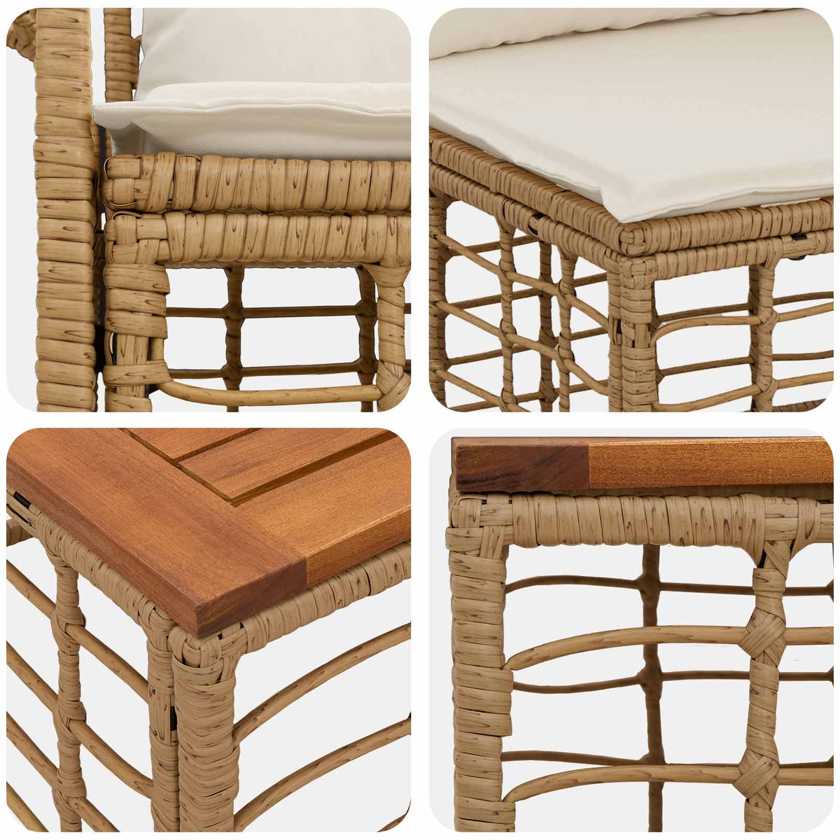 Set vanjskih sofa 9 kom. Prirodna i krema bijela poliratan