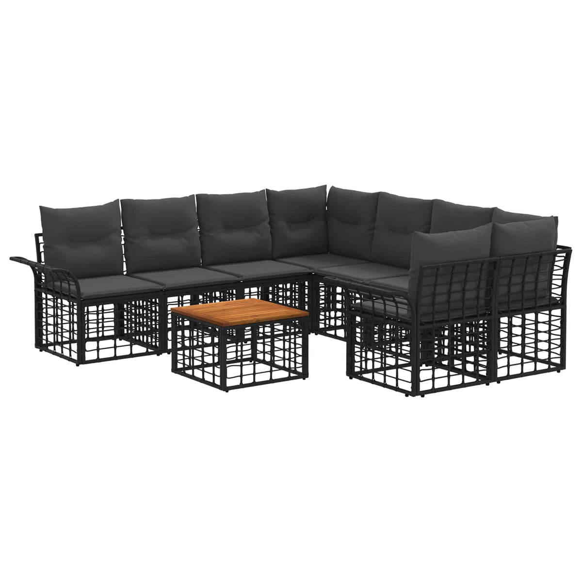 Set vanjskih sofa 9 kom. Crna i tamno siva poliratan