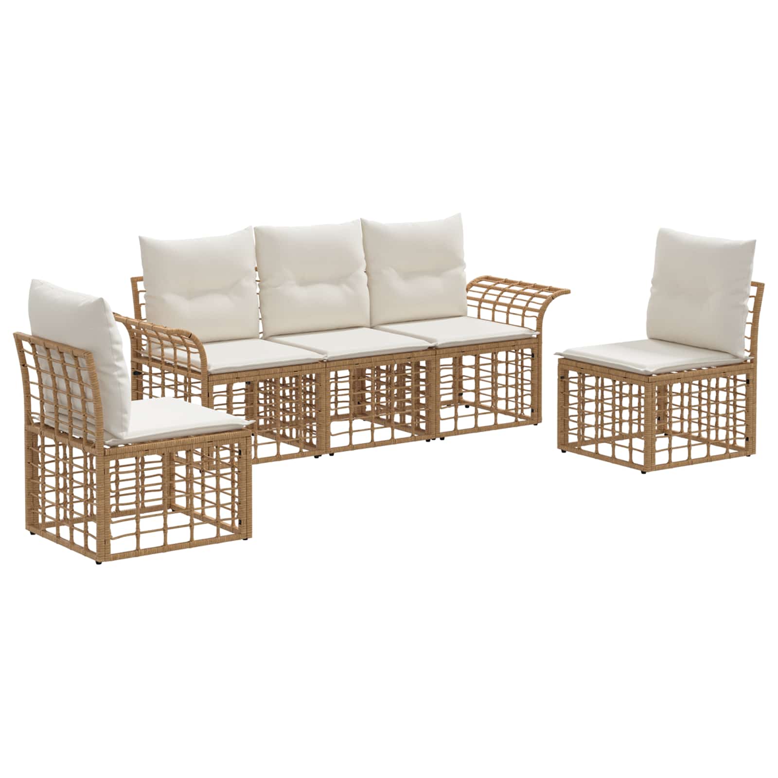 Set vanjskih sofa 5 pcs Prirodna i krema bijela Poliester