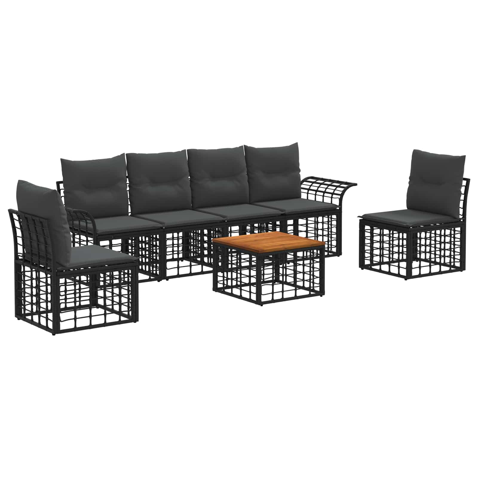 Set vanjskih sofa 7 pcs Crna i tamno siva Poliester