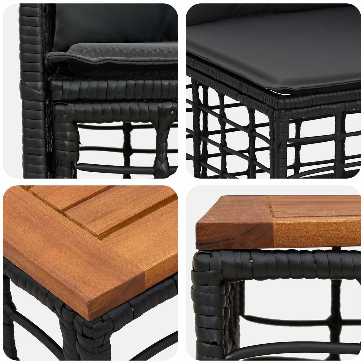 Set vanjskih sofa 8 pcs Crna i tamno siva Poliester