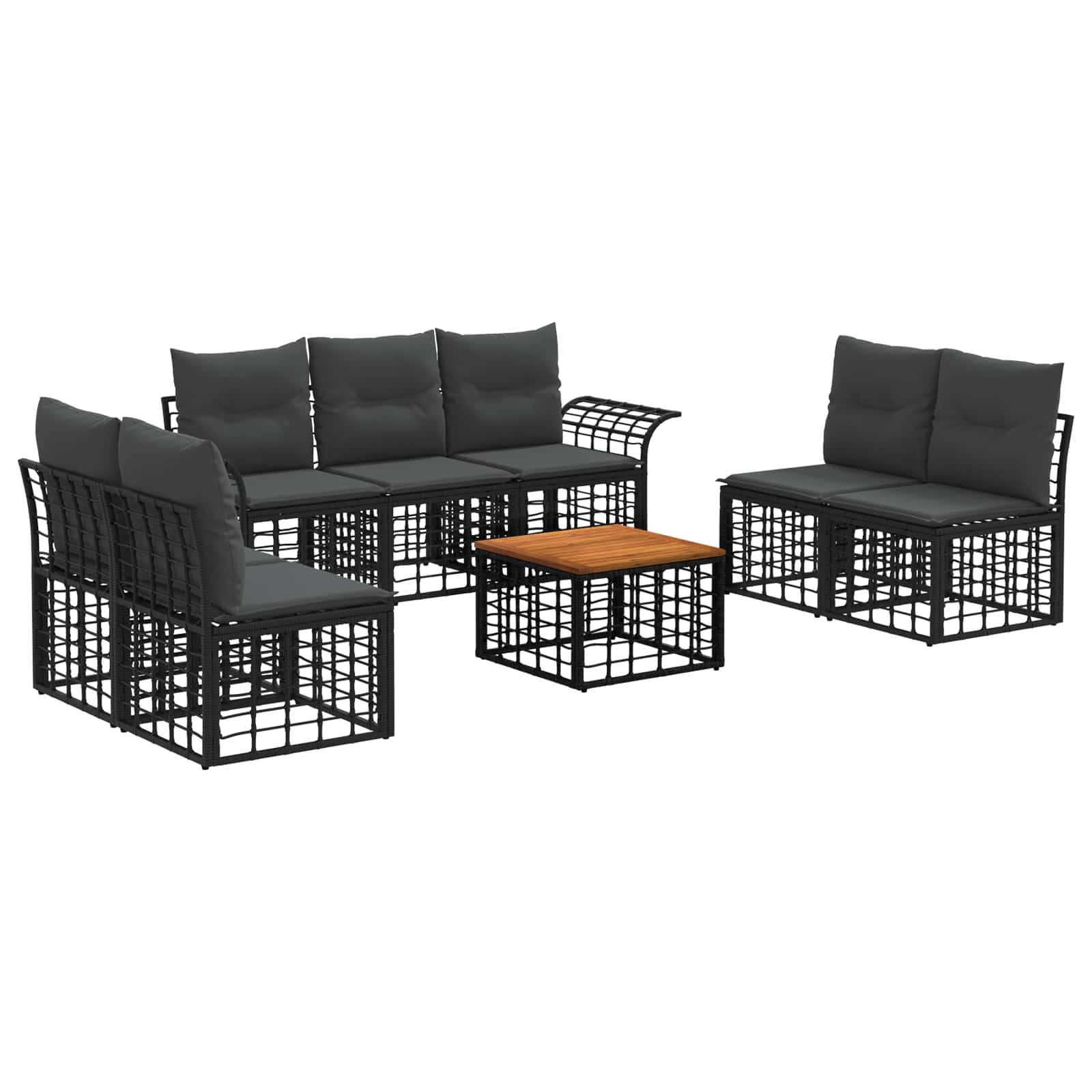 Set vanjskih sofa 8 pcs Crna i tamno siva Poliester