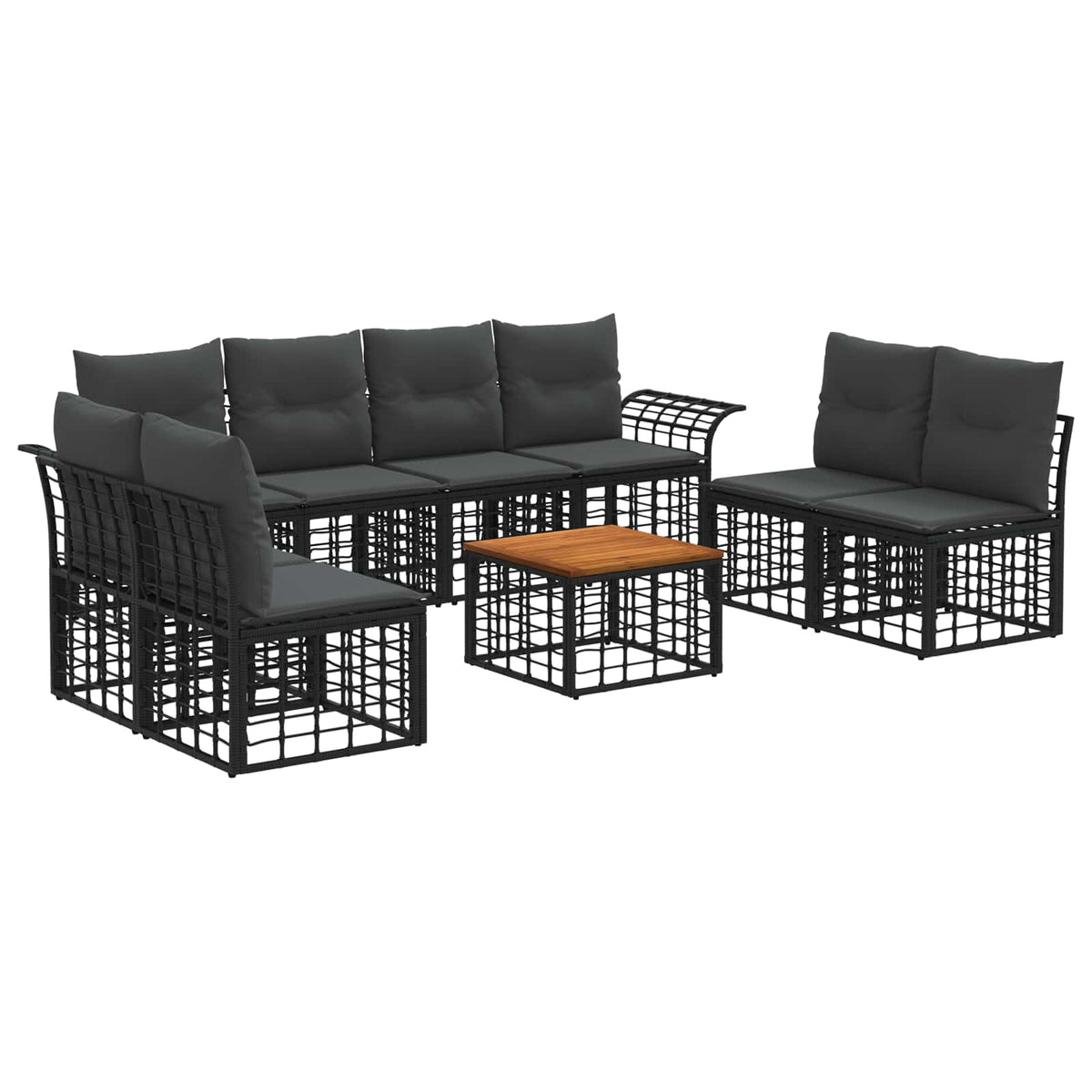 Set vanjskih sofa 9 kom. Crna i tamno siva Poliester