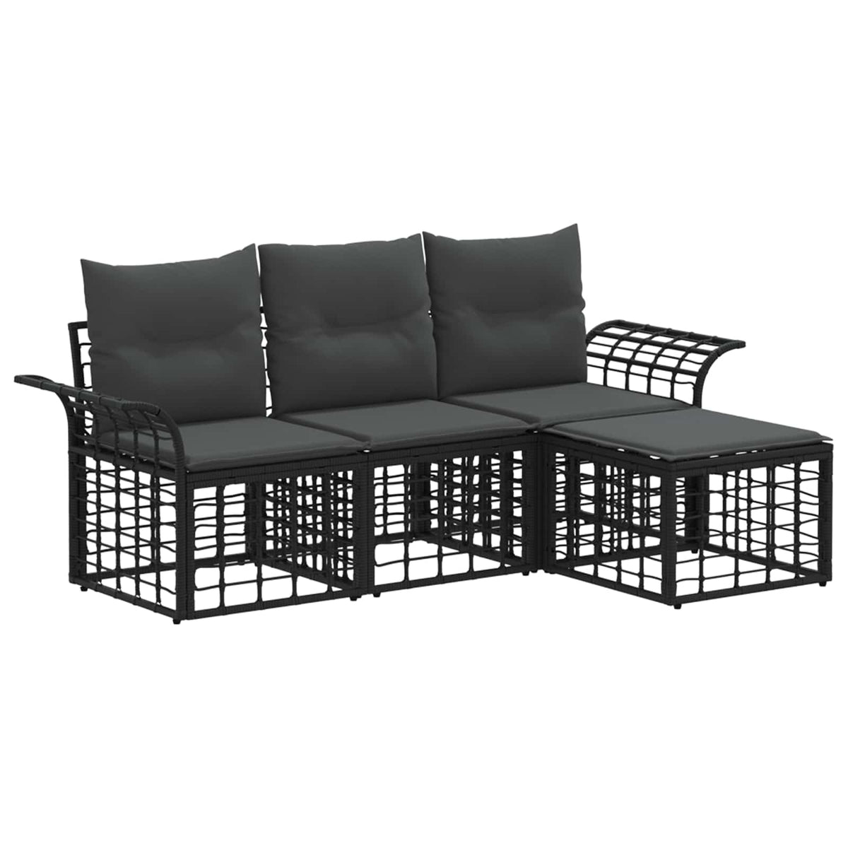 Set vanjskih sofa 4 pcs Crna i tamno siva Poliester