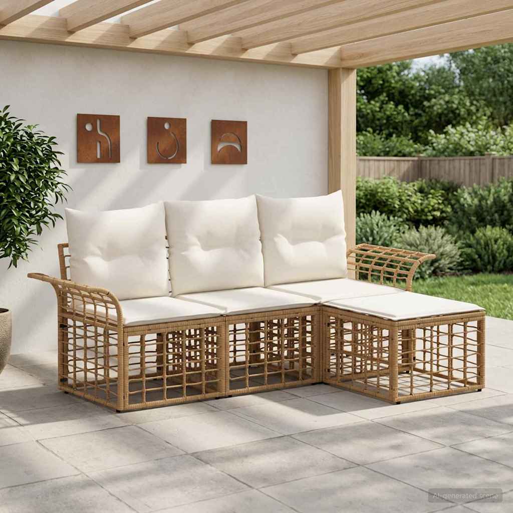 Set vanjskih sofa 4 pcs Prirodna i krema bijela Poliester
