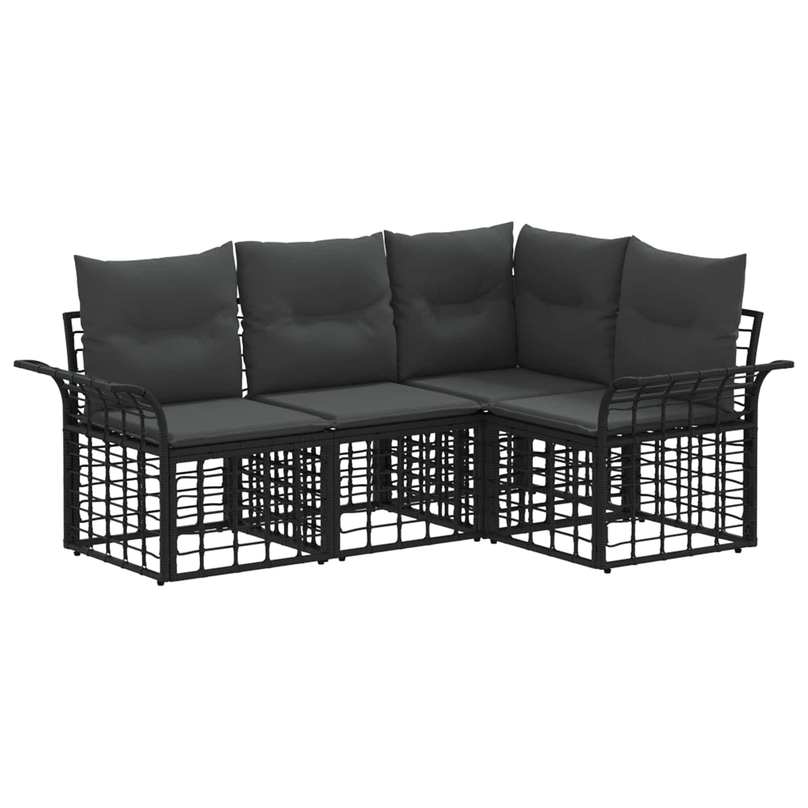 Set vanjskih sofa 4 pcs Crna i tamno siva Poliester