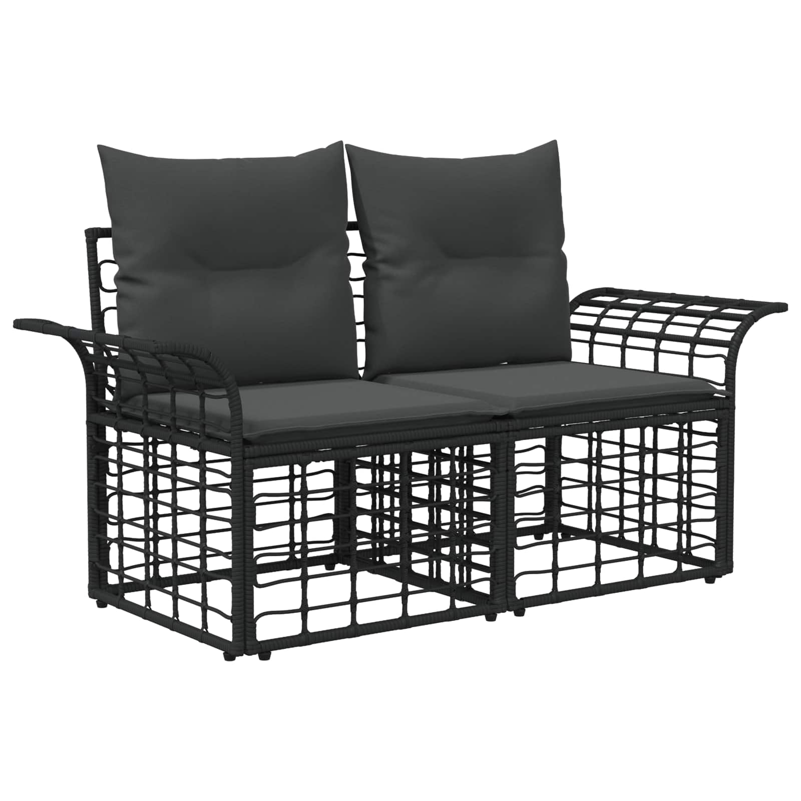 Set vanjskih sofa 4 pcs Crna i tamno siva Poliester