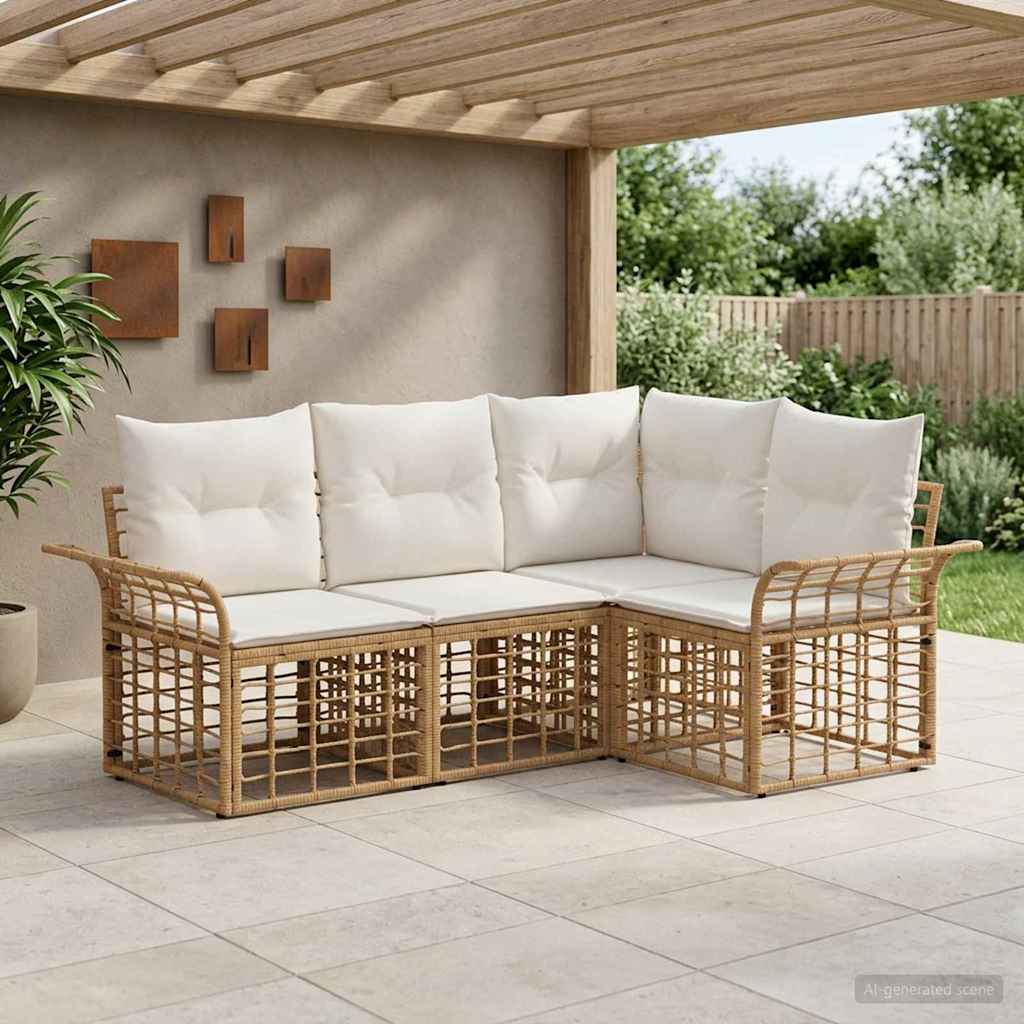 Set vanjskih sofa 4 pcs Prirodna i krema bijela Poliester