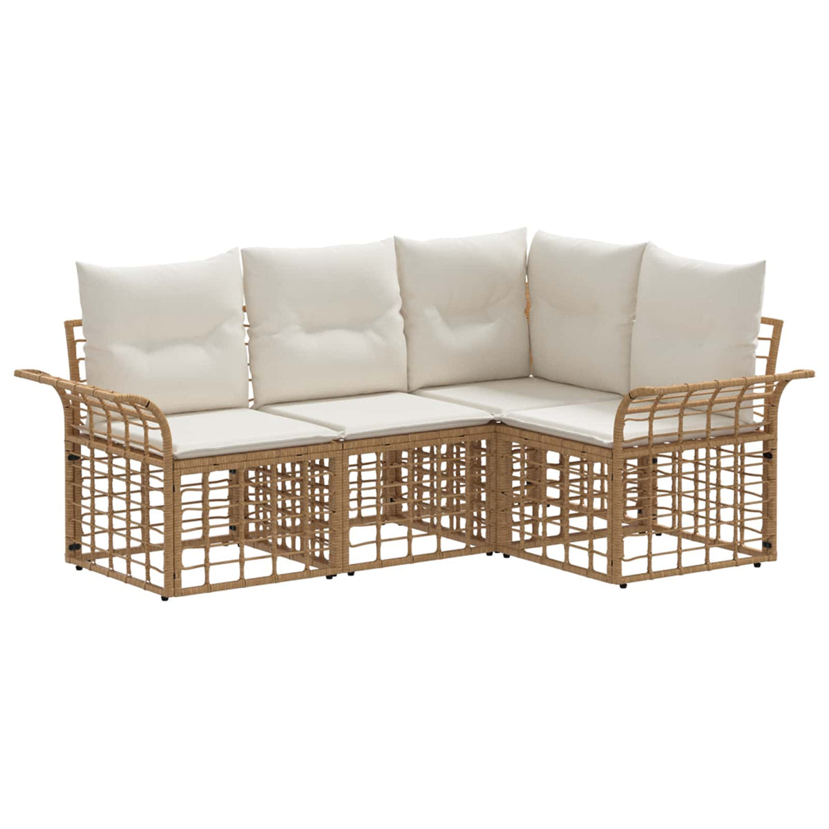 Set vanjskih sofa 4 pcs Prirodna i krema bijela Poliester