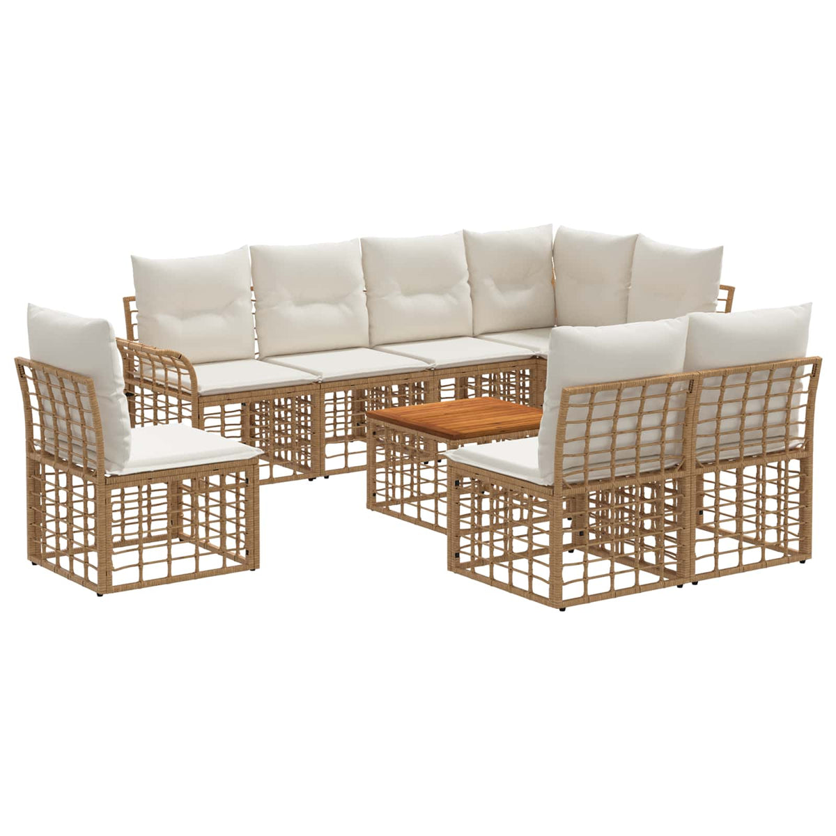 Set vanjskih sofa 9 kom. Prirodna i krema bijela Poliester
