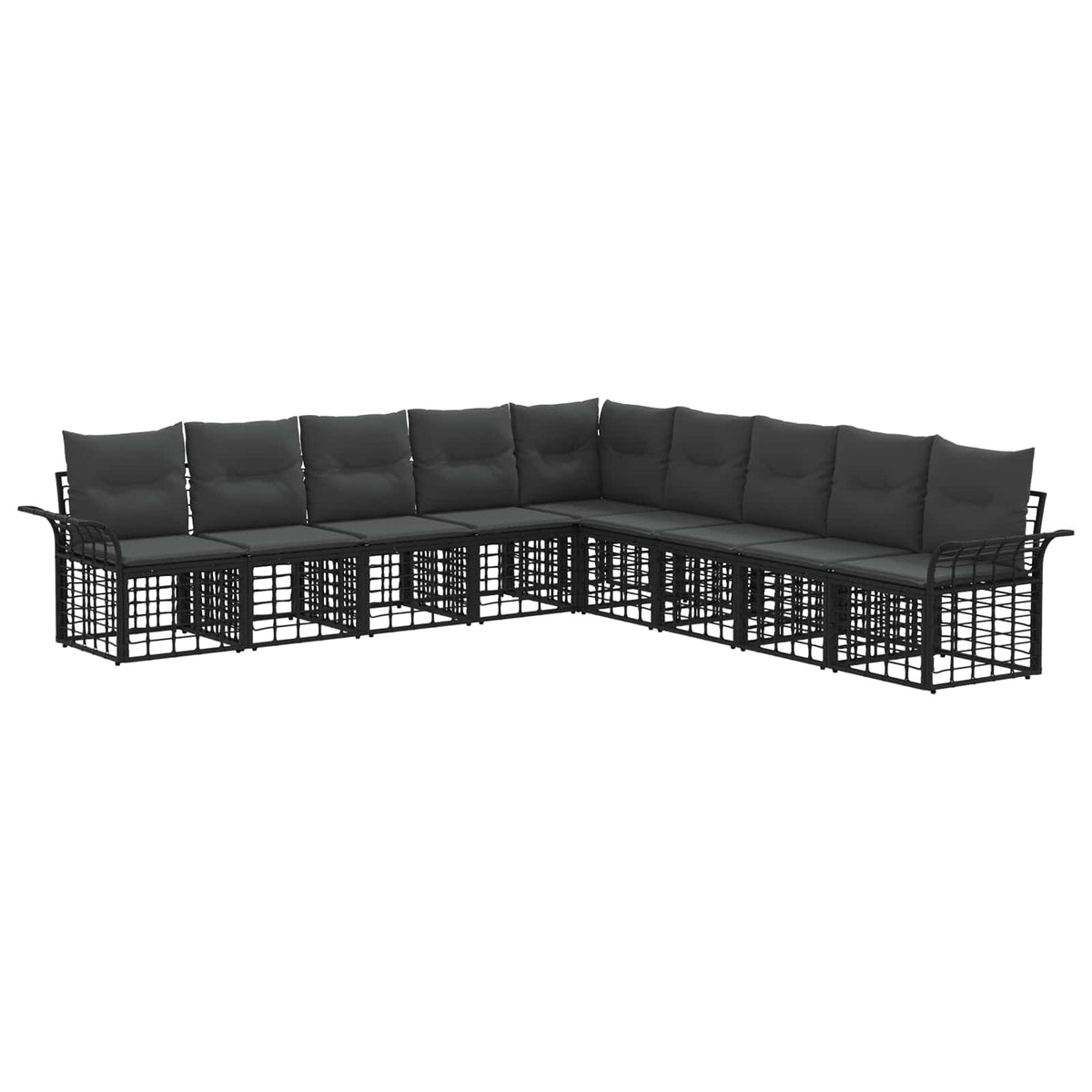 Set vanjskih sofa 9 pcs Crna i tamno siva Poliester