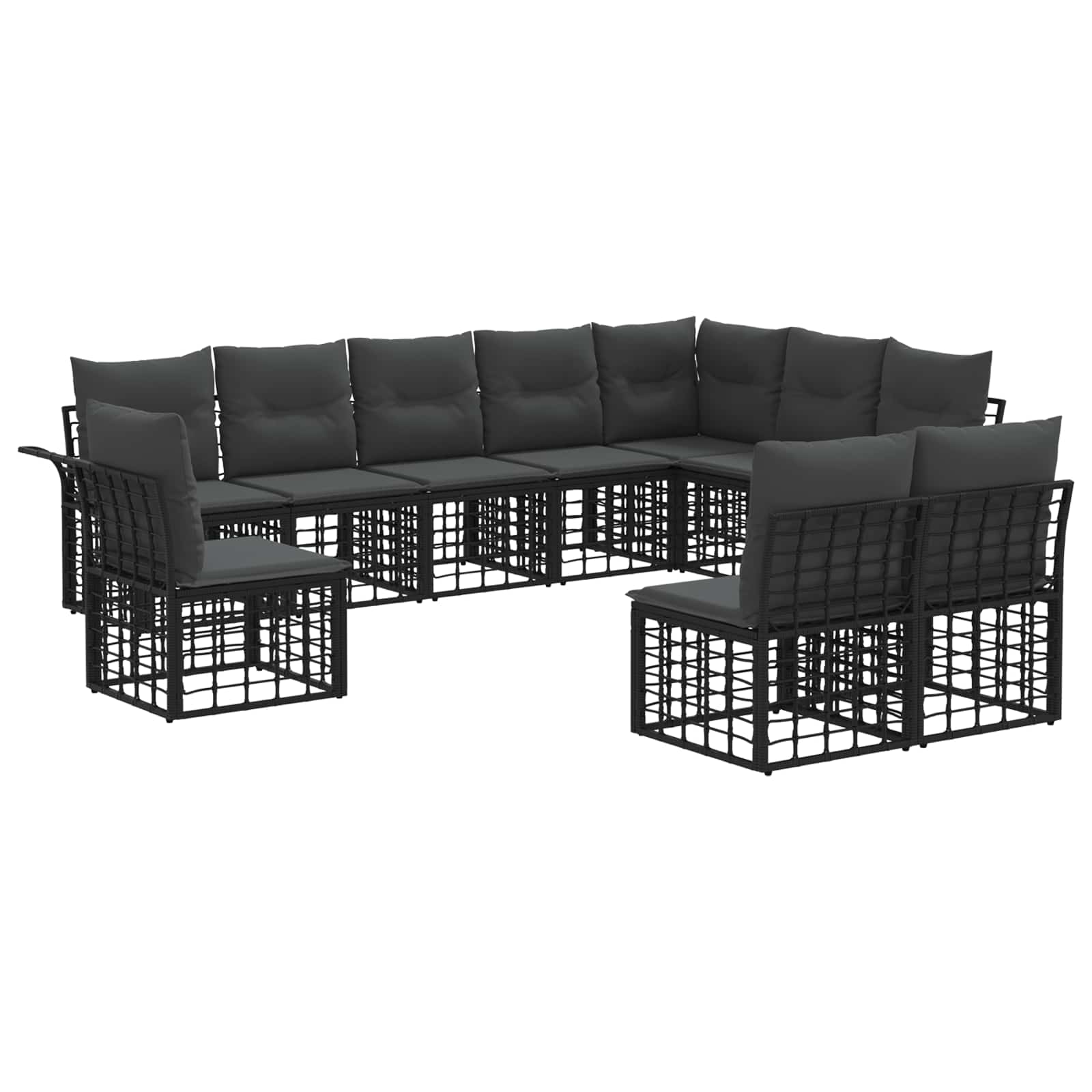 Set vanjskih sofa 10 pcs Crna i tamno siva Poliester