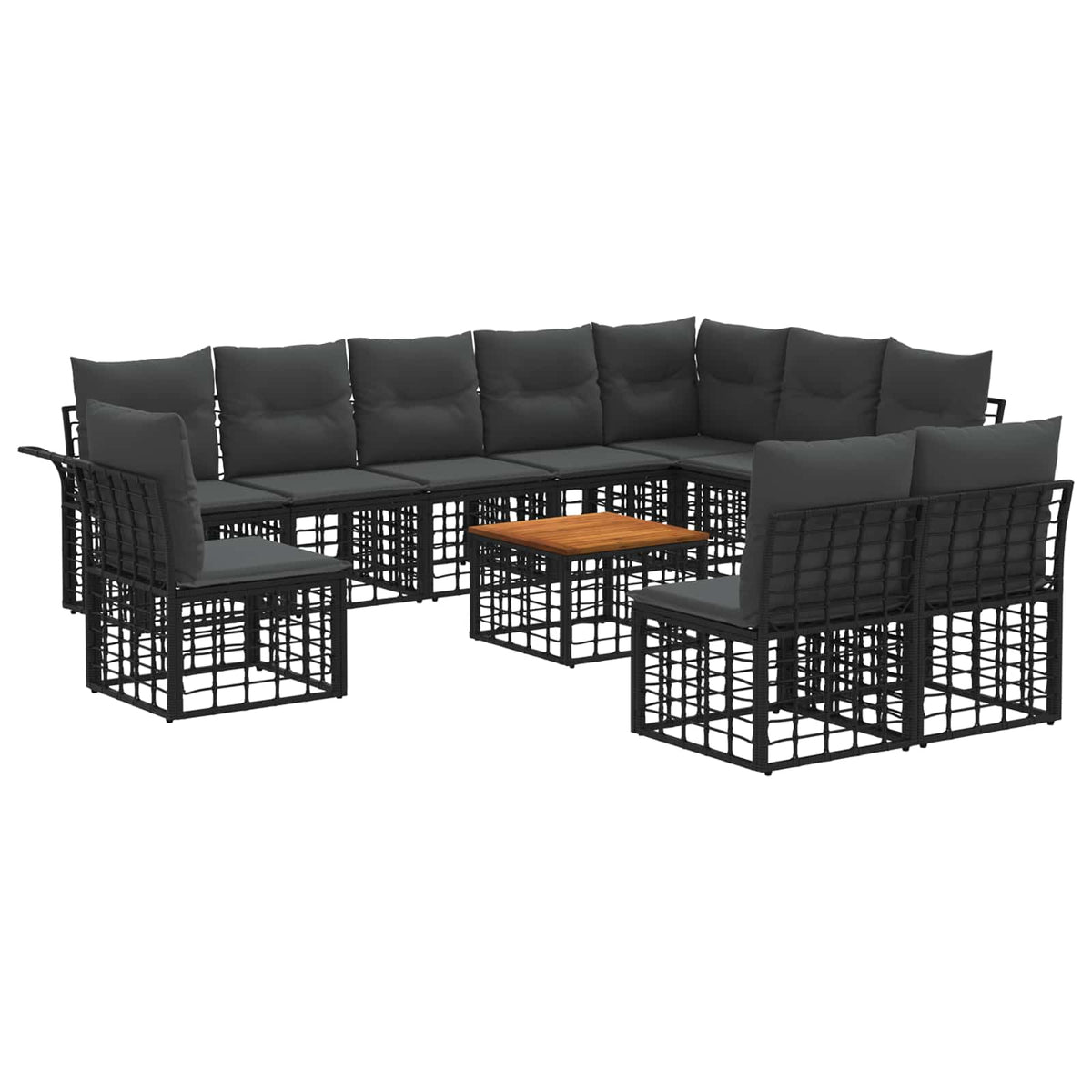 Set vanjskih sofa 11 kom. Crna i tamno siva Poliester