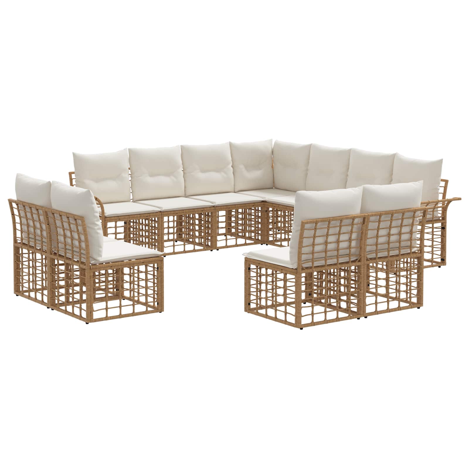 Set vanjskih sofa 11 pcs Prirodna i krema bijela Poliester