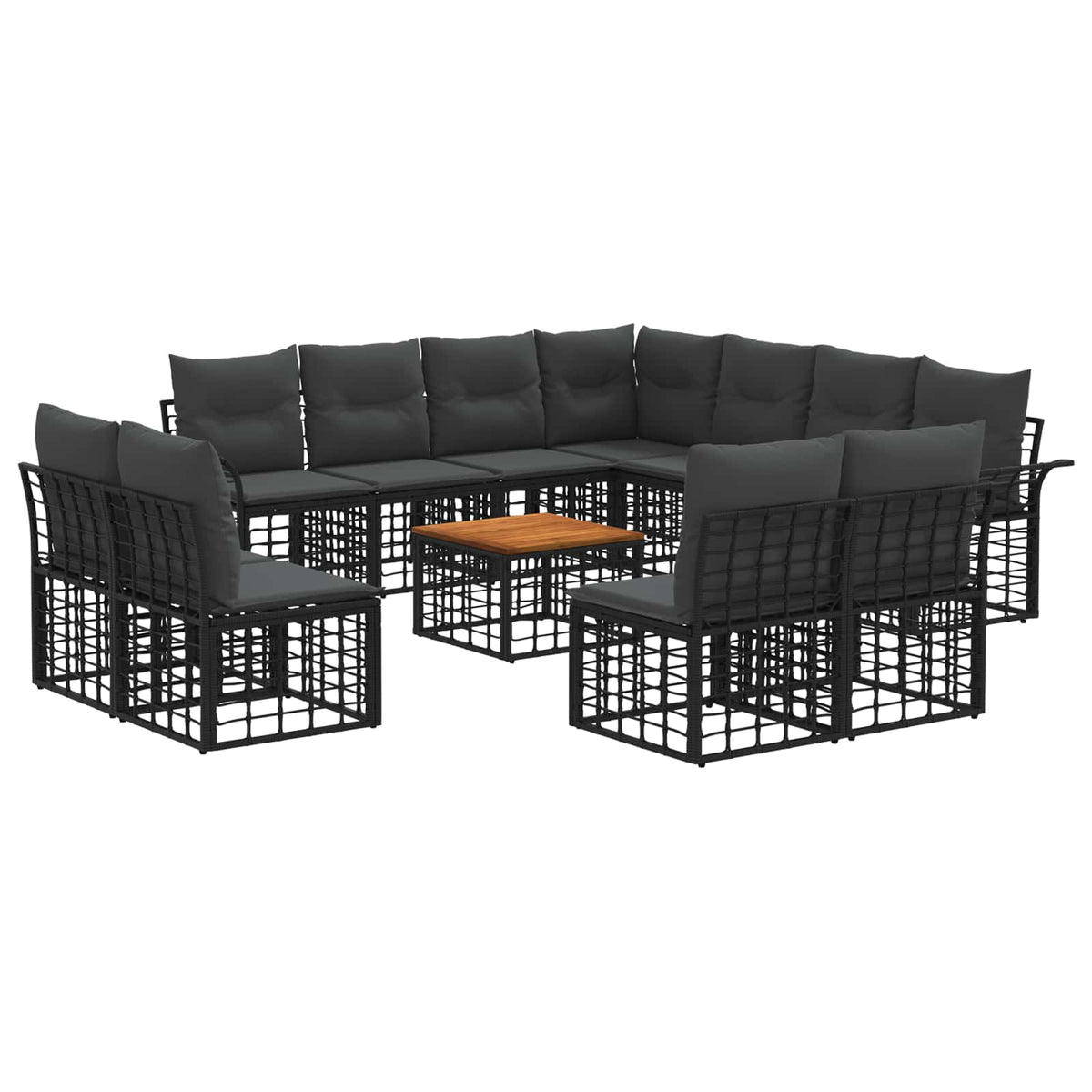 Set vanjskih sofa 12 kom. Crna i tamno siva Poliester