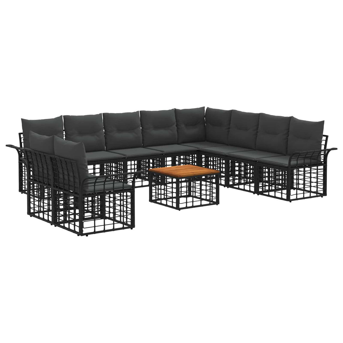 Set vanjskih sofa 11 kom. Crna i tamno siva Poliester