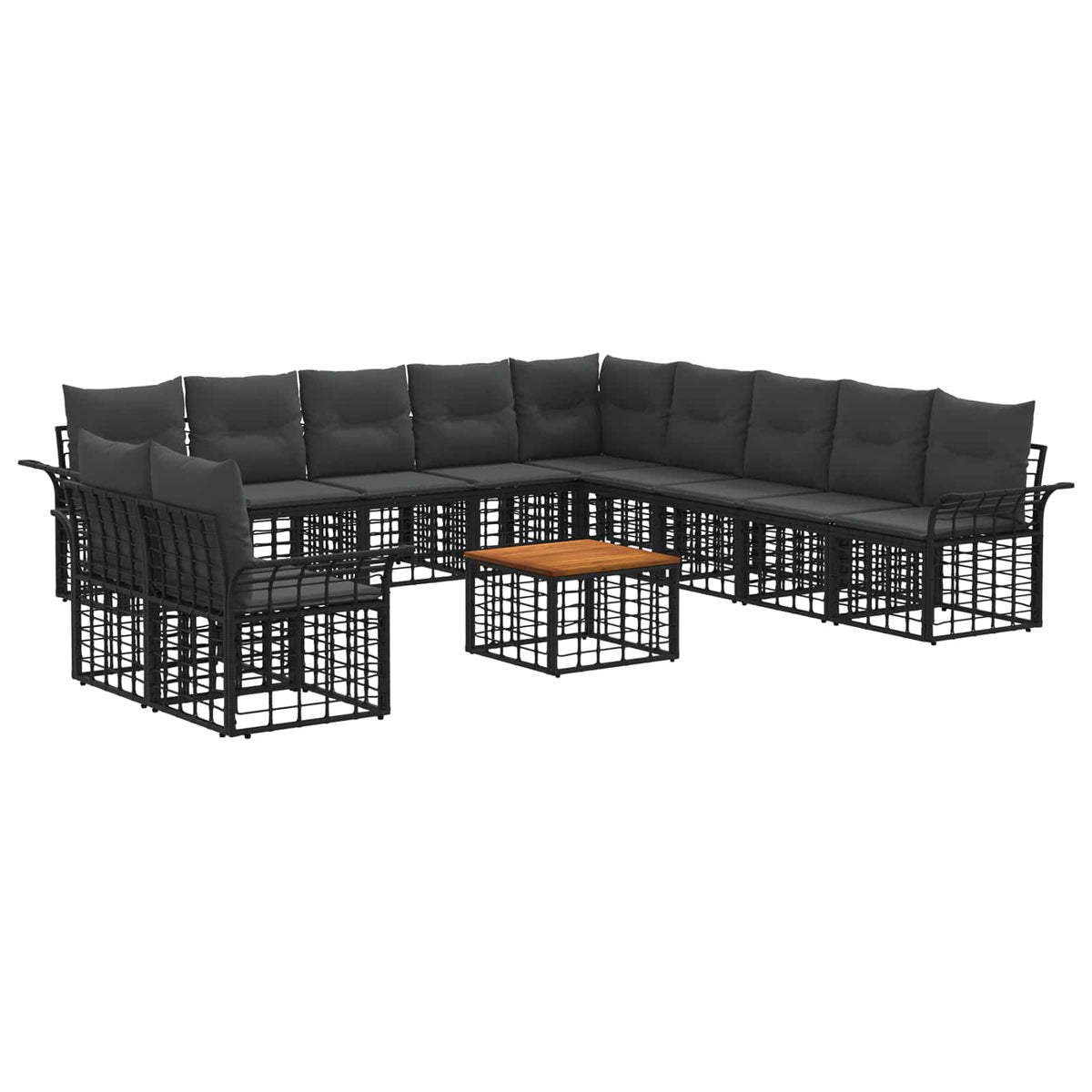 Set vanjskih sofa 12 kom. Crna i tamno siva Poliester