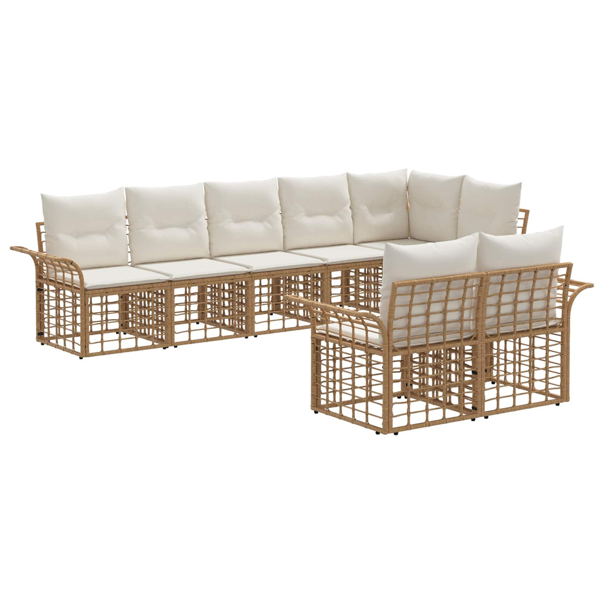 Set vanjskih sofa 8 pcs Prirodna i krema bijela poliratan