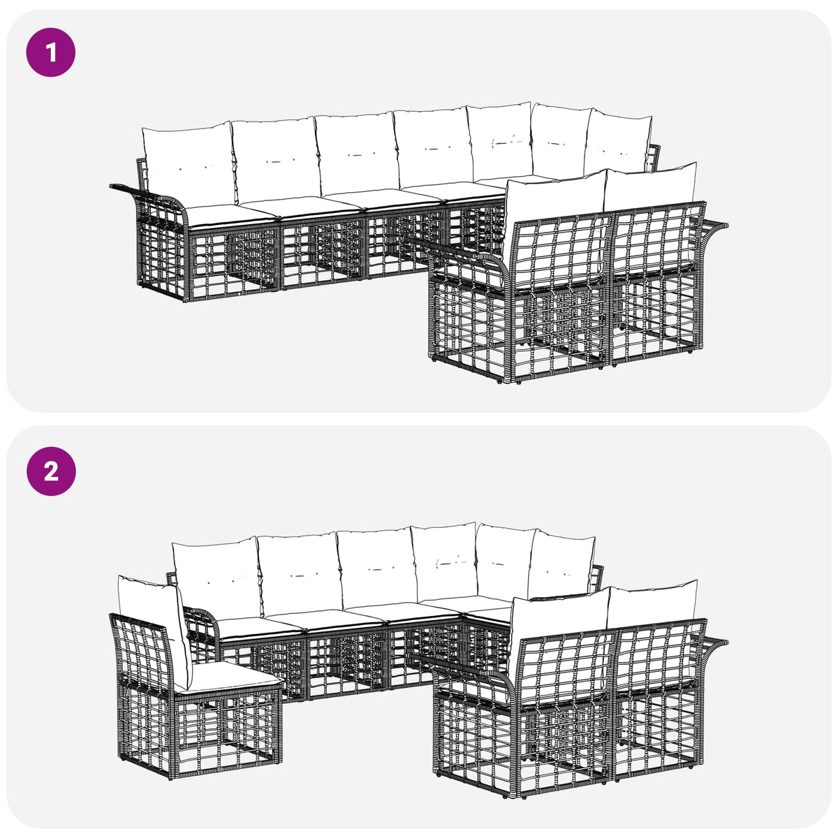 Set vanjskih sofa 8 pcs Prirodna i krema bijela poliratan