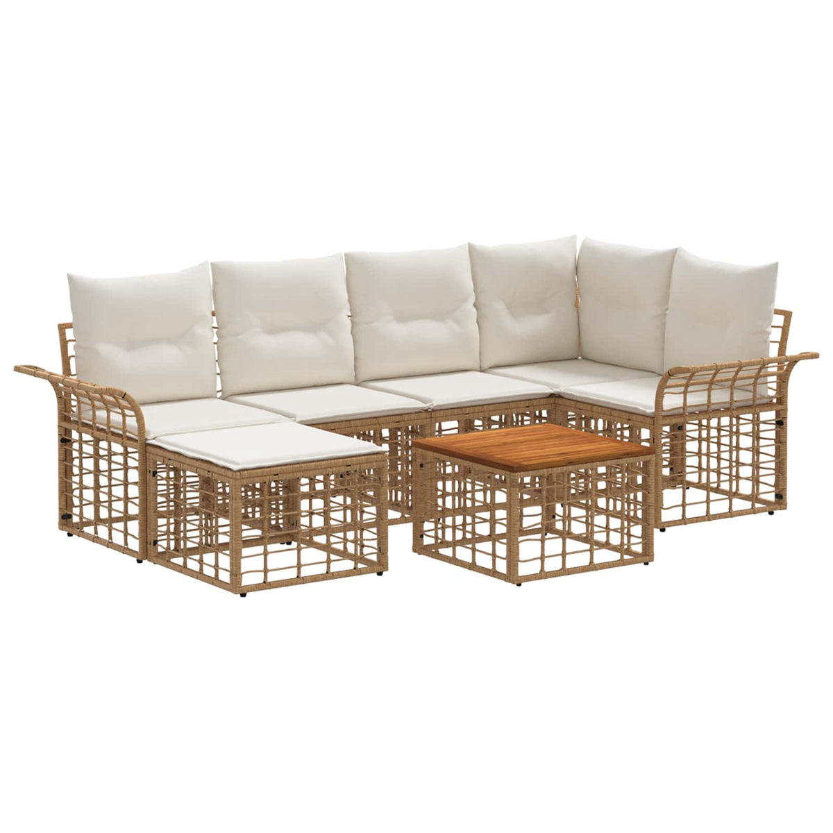 Set vanjskih sofa 7 kom. Prirodna i krema bijela Poliester