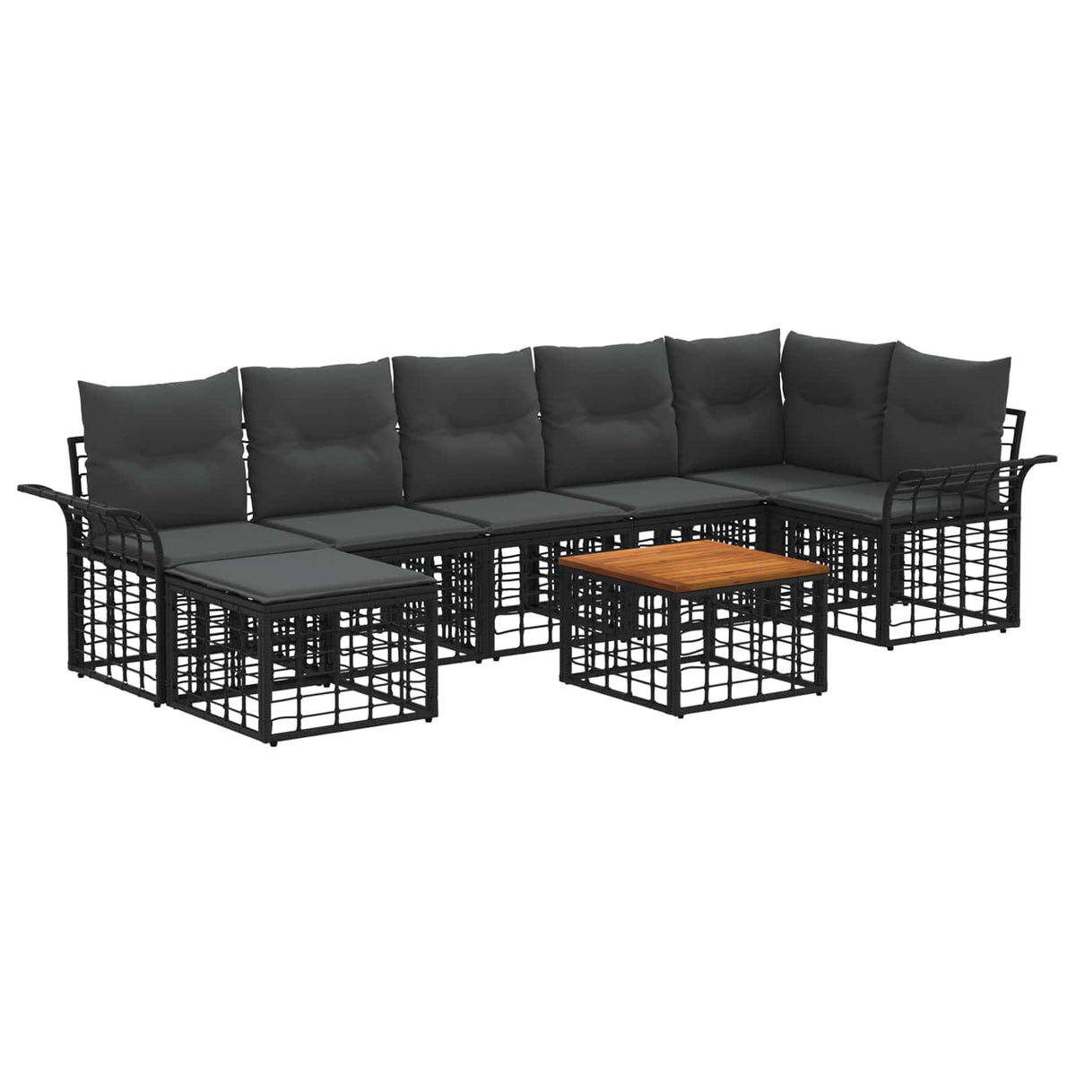 Set vanjskih sofa 8 kom. Crna i tamno siva Poliester