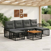 Set vanjskih sofa 7 kom. Crna i tamno siva Poliester