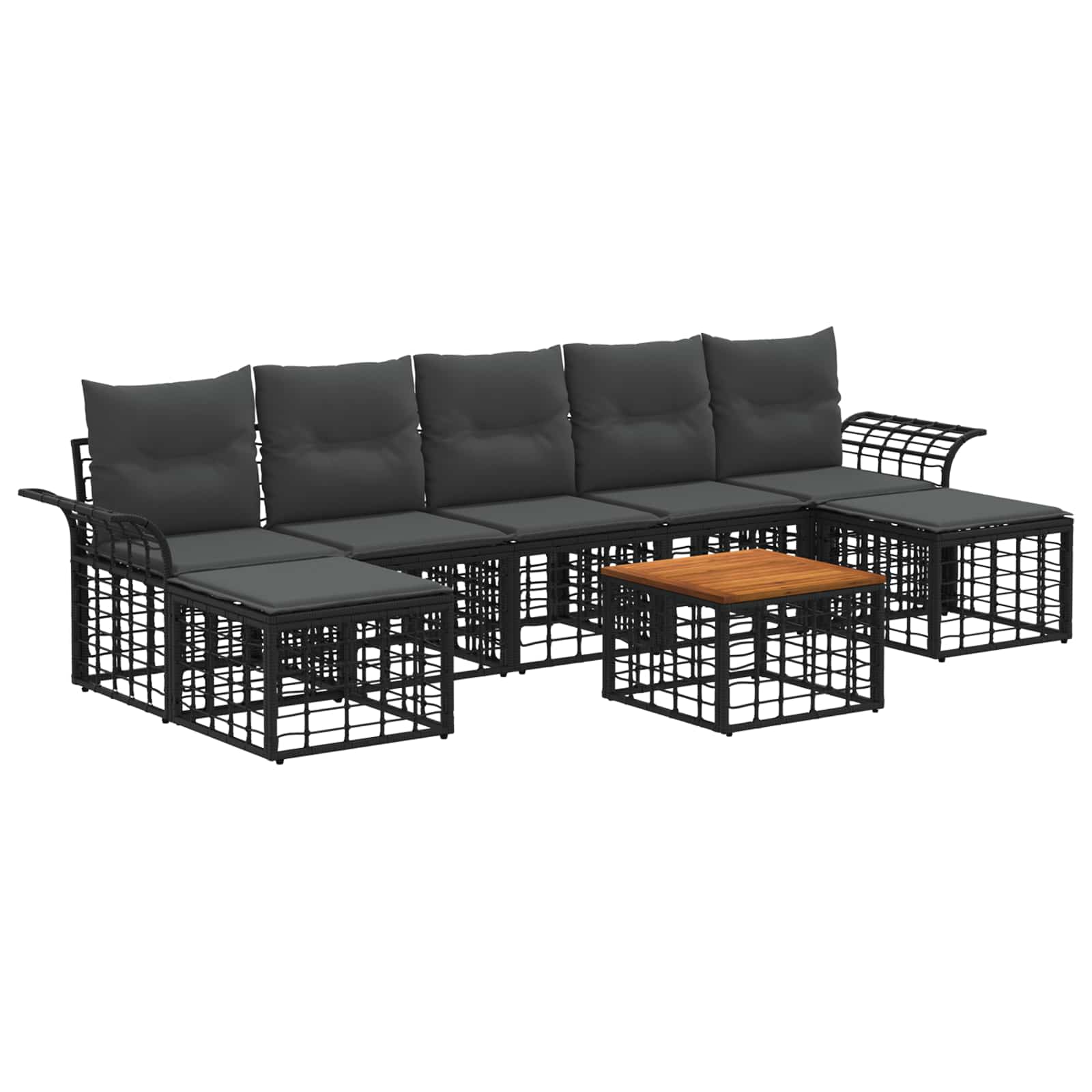 Set vanjskih sofa 8 pcs Crna i tamno siva Poliester
