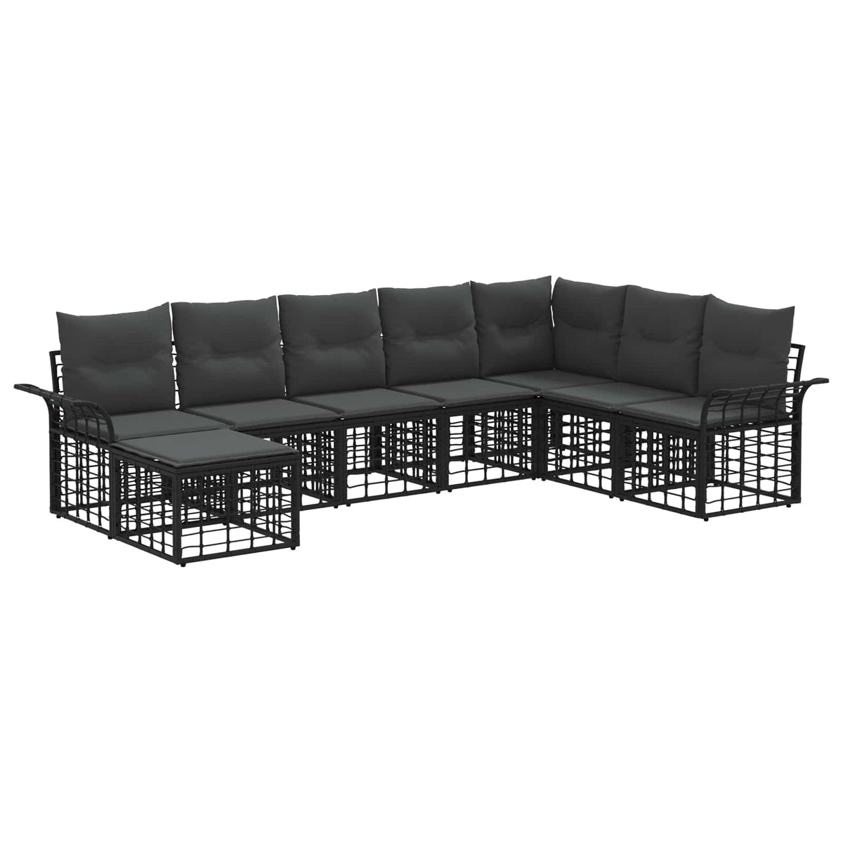 Set vanjskih sofa s jastukom 8 pcs Crna i tamno siva Poliester