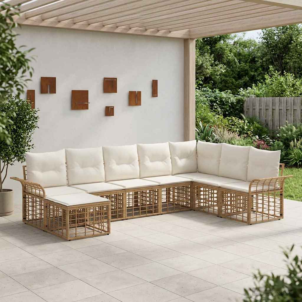 Set vanjskih sofa 8 kom. Prirodna i krema bijela Poliester
