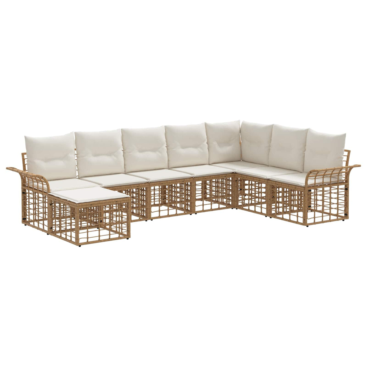 Set vanjskih sofa 8 kom. Prirodna i krema bijela Poliester