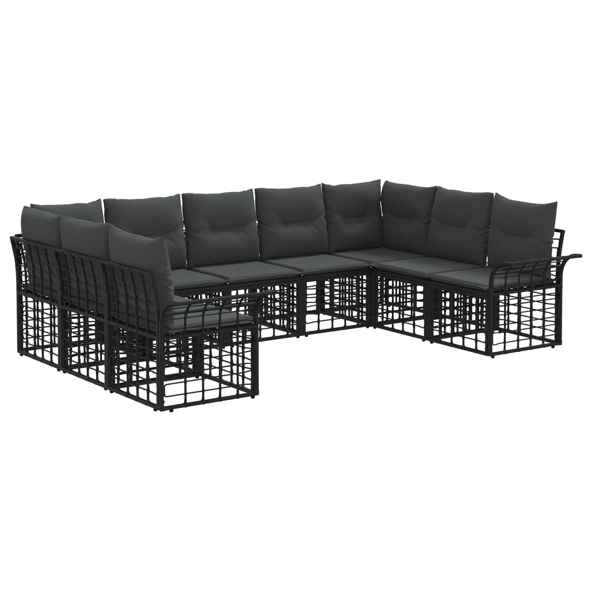 Set vanjskih sofa 9 kom. Crna i tamno siva Poliester