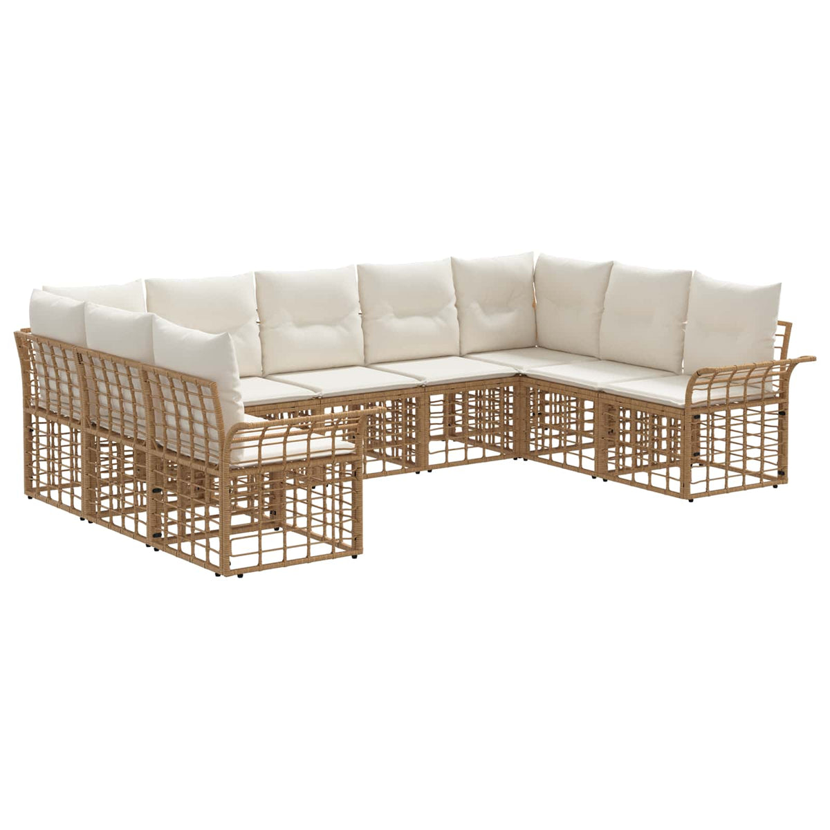 Set vanjskih sofa 9 kom. Prirodna i krema bijela Poliester