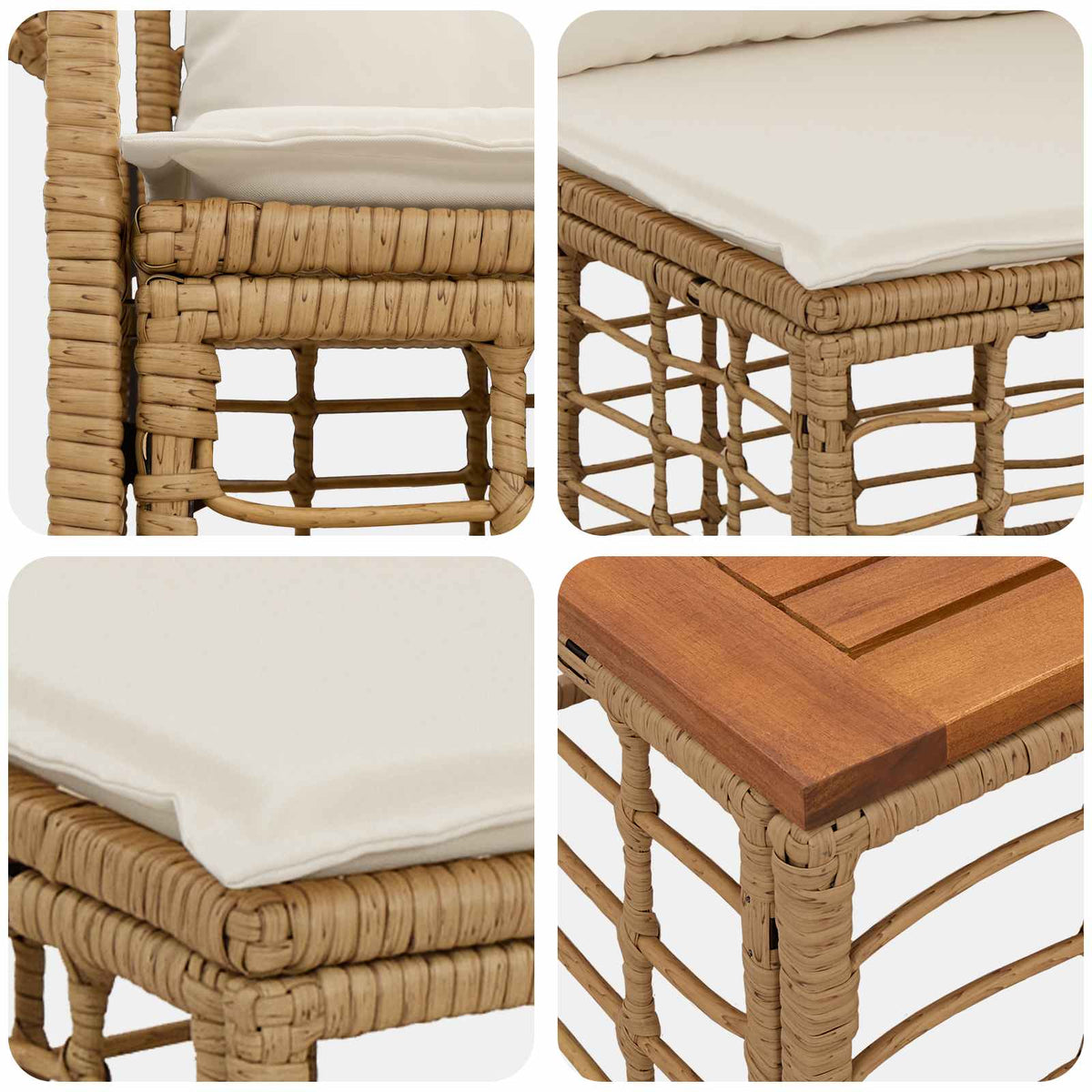 Set vanjskih sofa 10 kom. Prirodna i krema bijela Poliester
