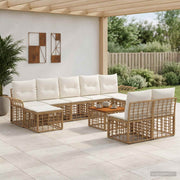 Set vanjskih sofa 10 kom. Prirodna i krema bijela Poliester