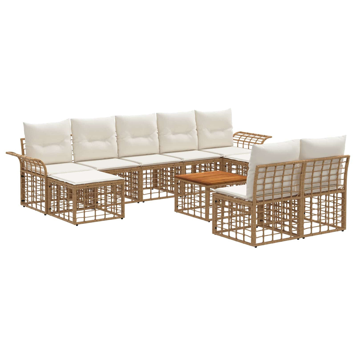 Set vanjskih sofa 10 kom. Prirodna i krema bijela Poliester