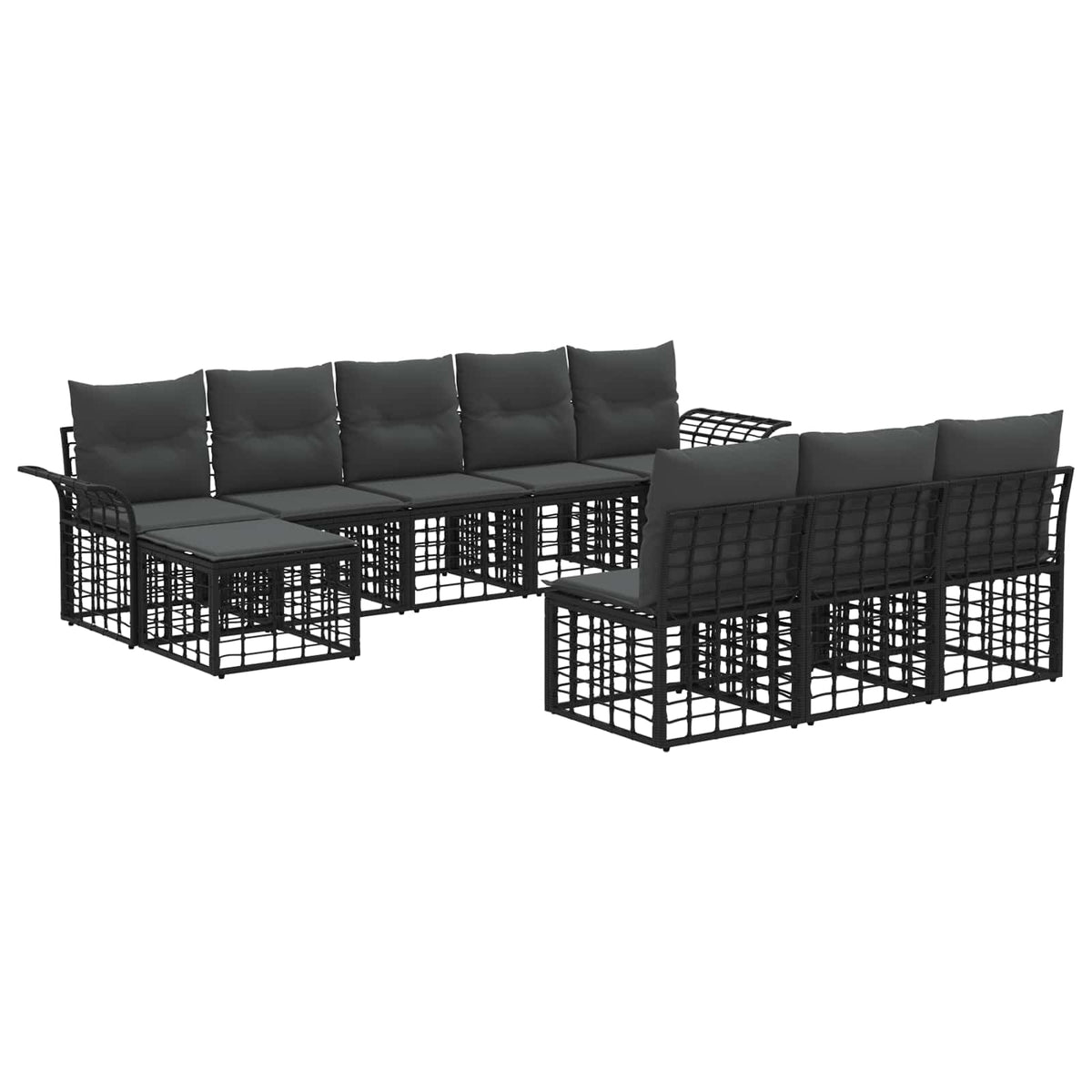 Set vanjskih sofa 9 kom. Crna i tamno siva Poliester