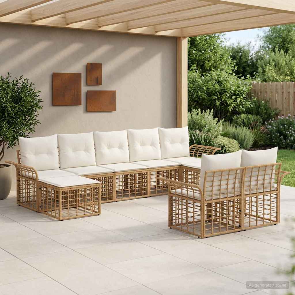 Set vanjskih sofa 9 kom. Prirodna i krema bijela Poliester