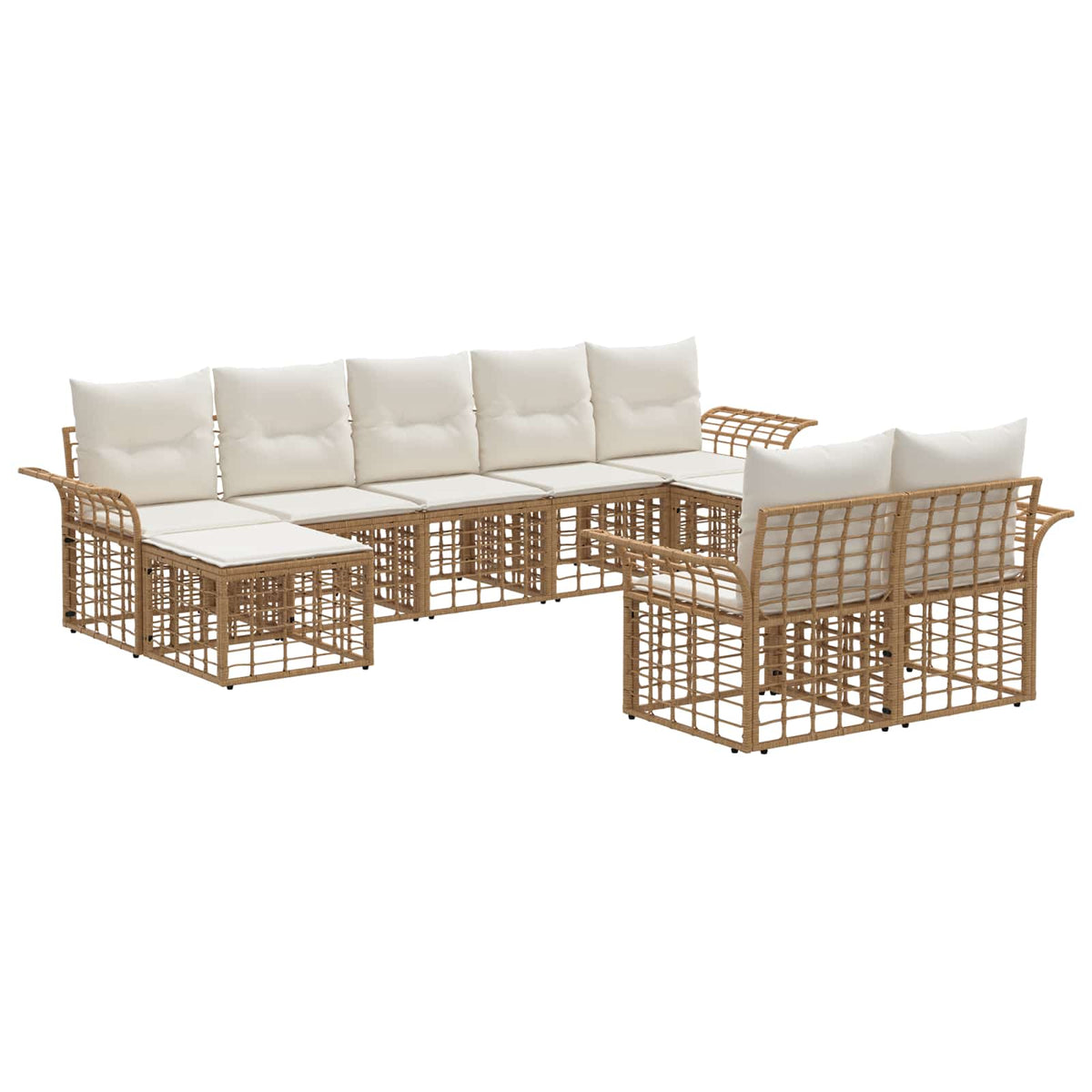 Set vanjskih sofa 9 kom. Prirodna i krema bijela Poliester