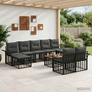 Set vanjskih sofa 10 kom. Crna i tamno siva Poliester
