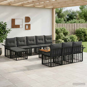 Set vanjskih sofa 11 kom. Crna i tamno siva Poliester
