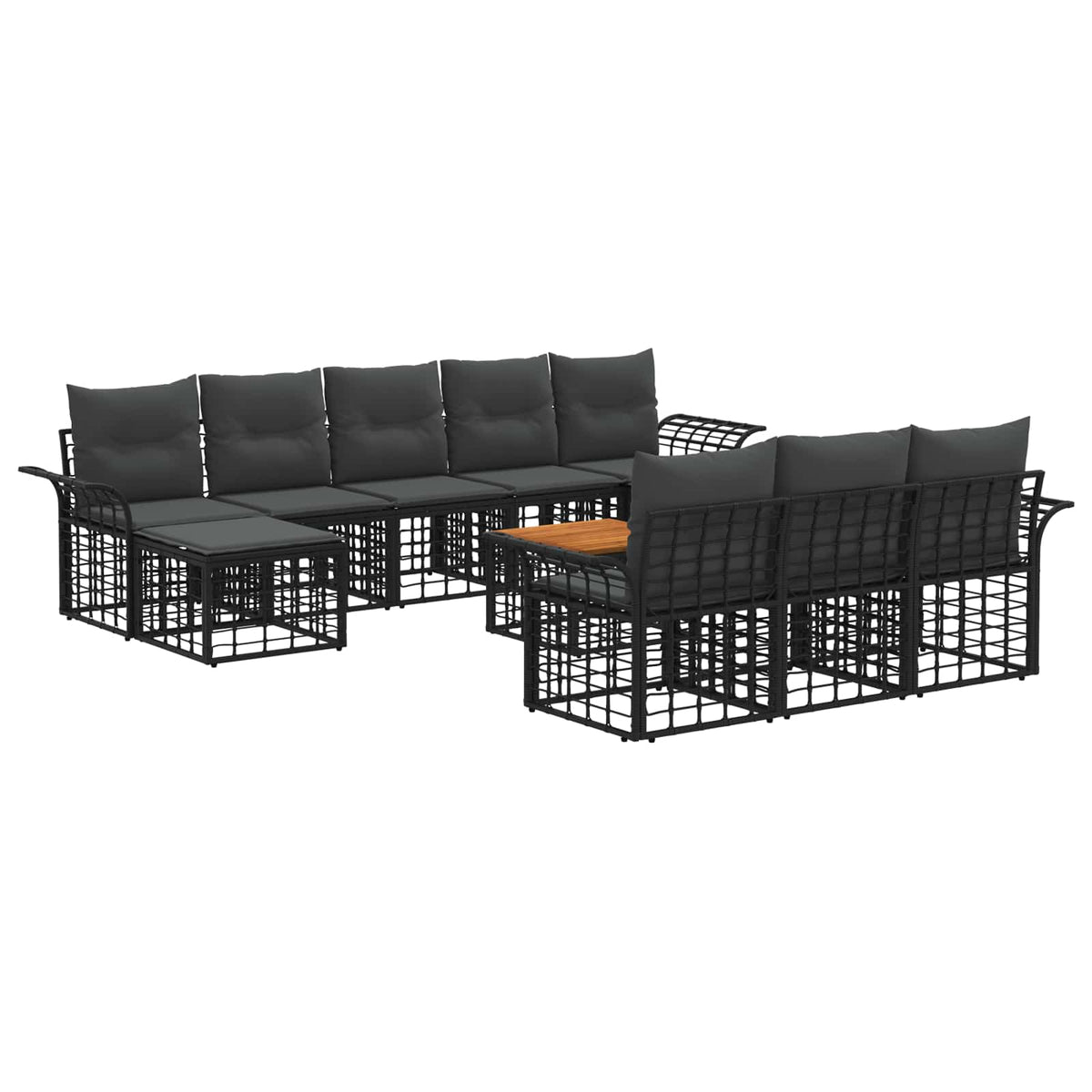 Set vanjskih sofa 11 kom. Crna i tamno siva Poliester