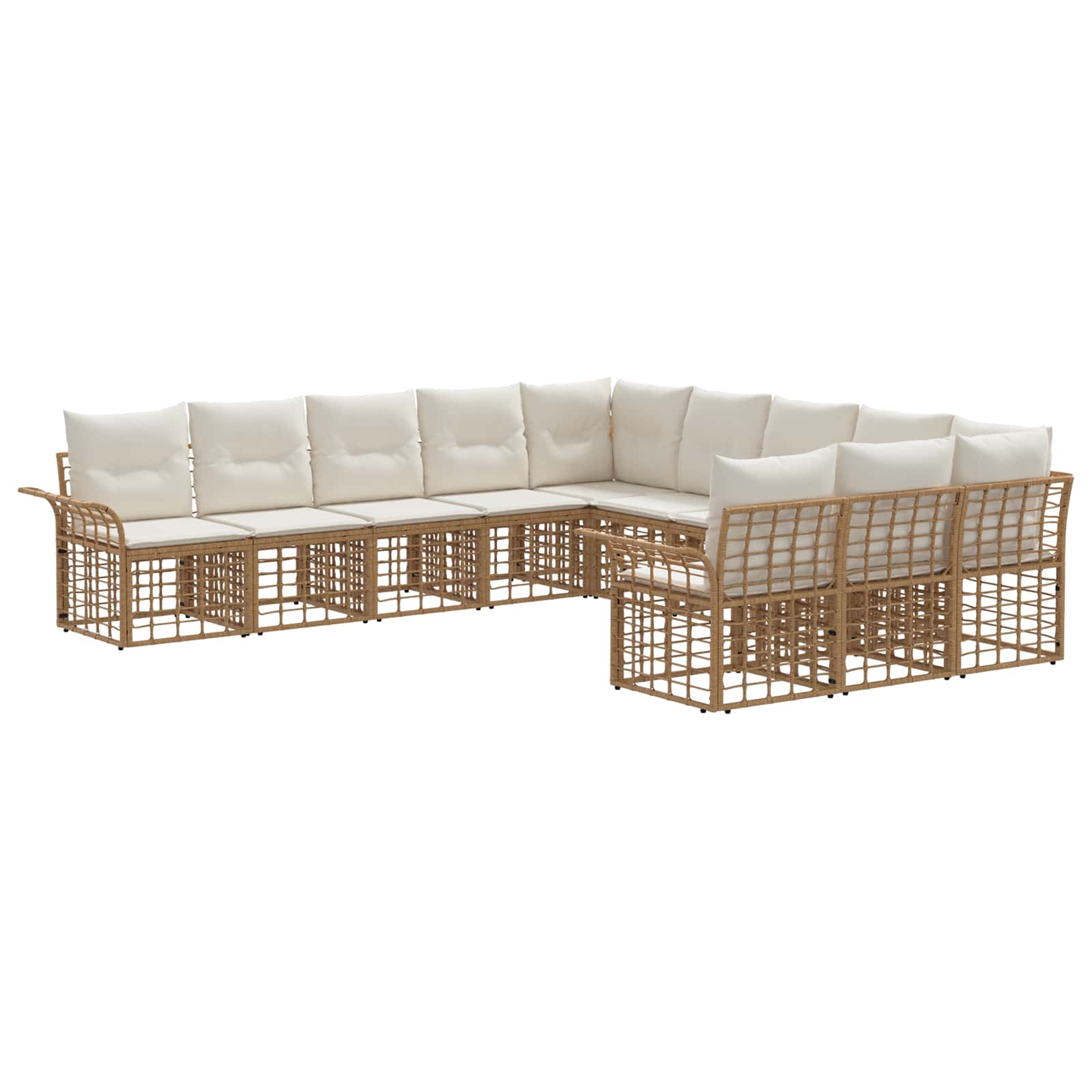 Set vanjskih sofa 11 pcs Prirodna i krema bijela Poliester