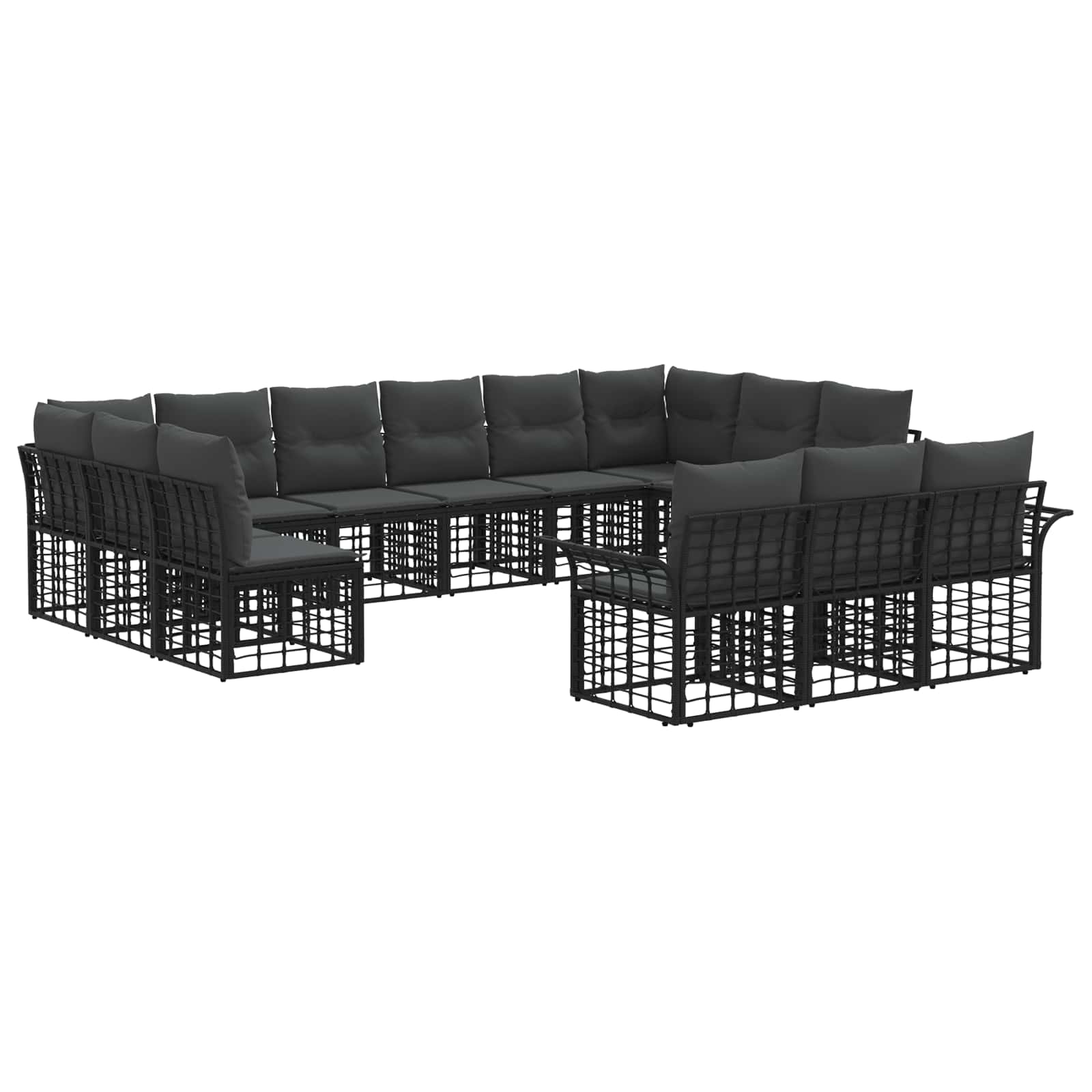Set vanjskih sofa 13 pcs Crna i tamno siva Poliester