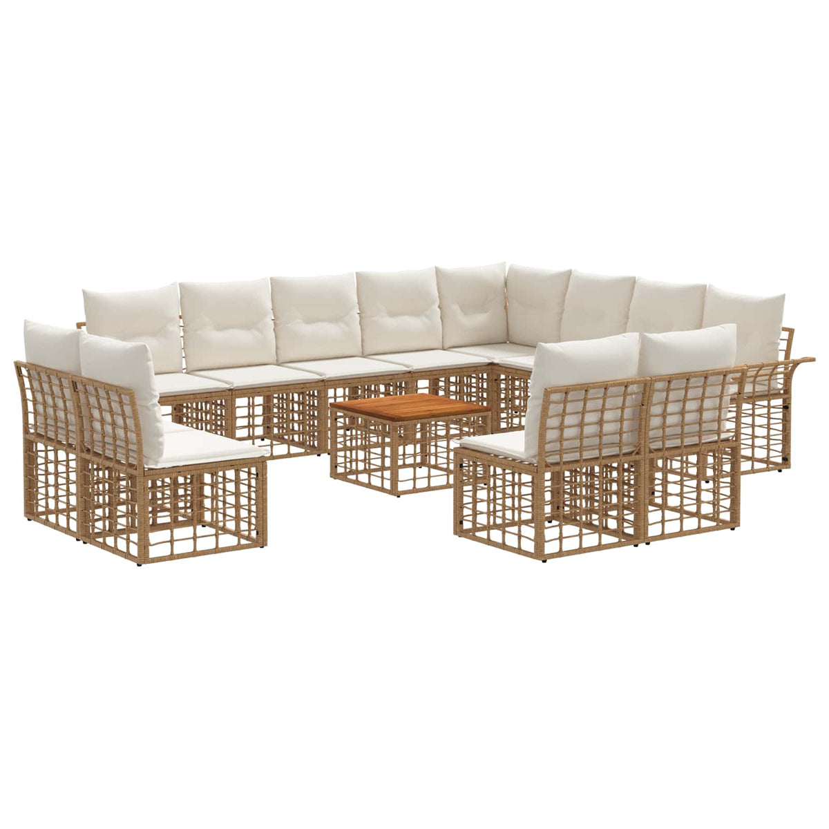 Set vanjskih sofa 13 kom. Prirodna i krema bijela Poliester
