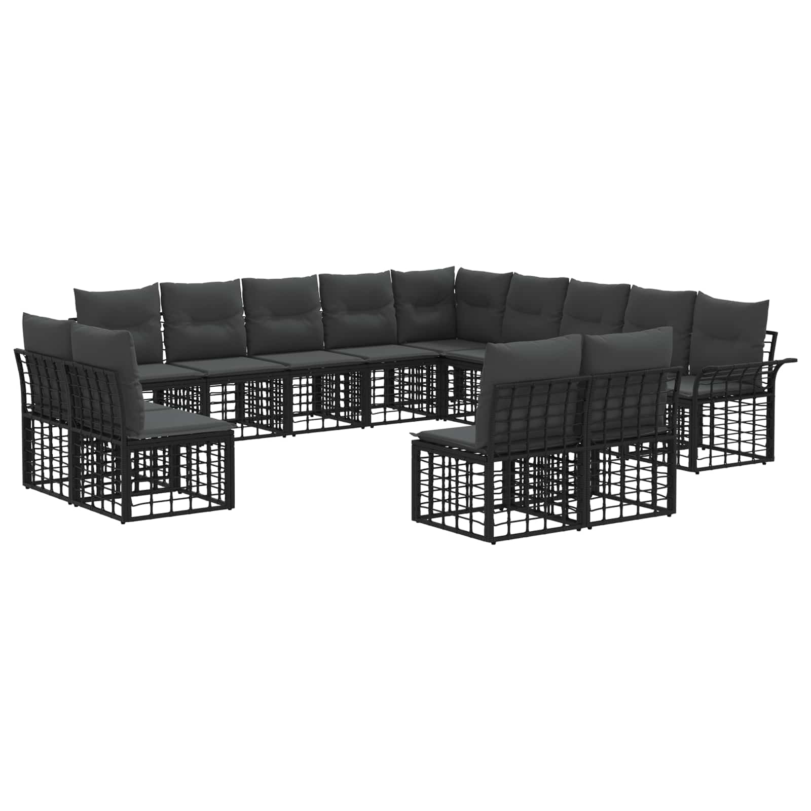 Set vanjskih sofa 13 pcs Crna i tamno siva Poliester