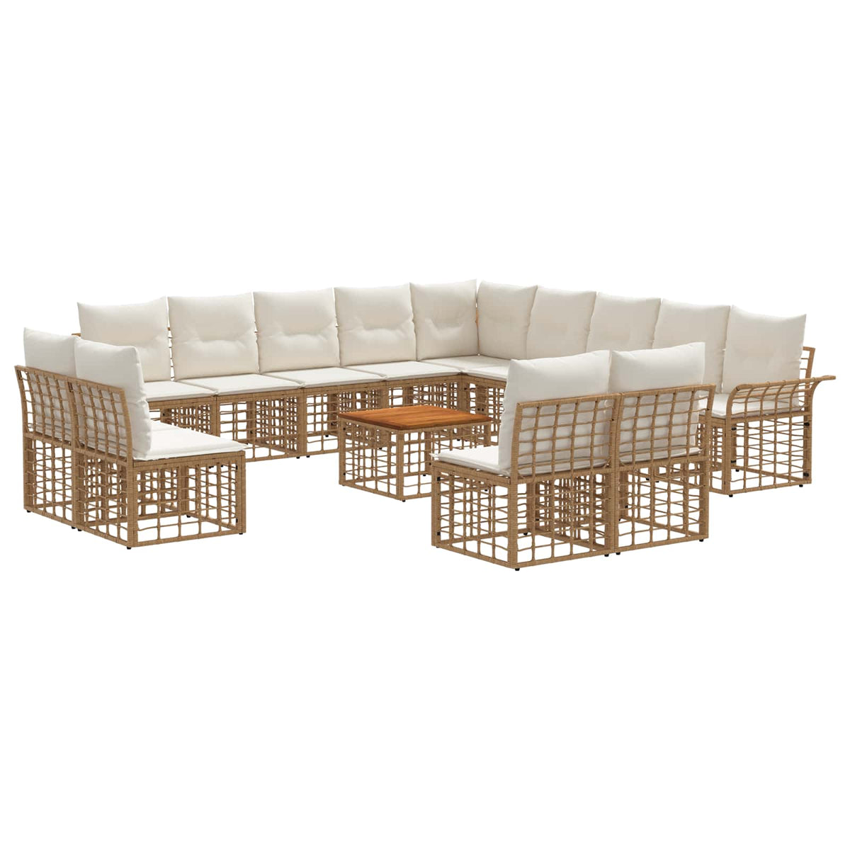 Set vanjskih sofa 14 kom. Prirodna i krema bijela Poliester
