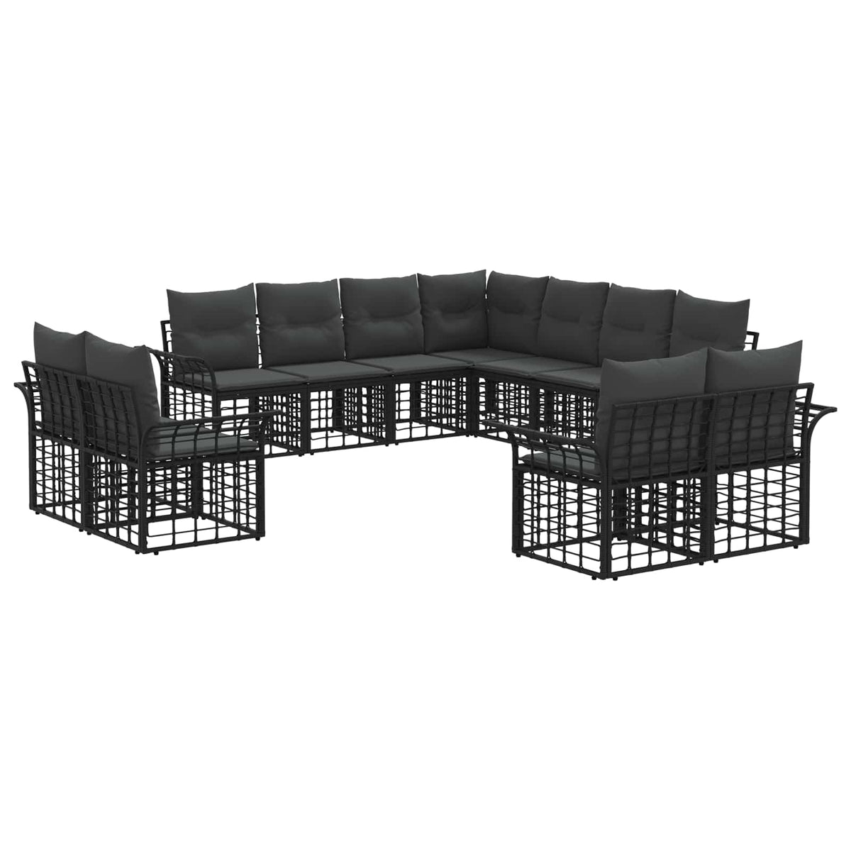 Set vanjskih sofa 11 kom. Crna i tamno siva Poliester