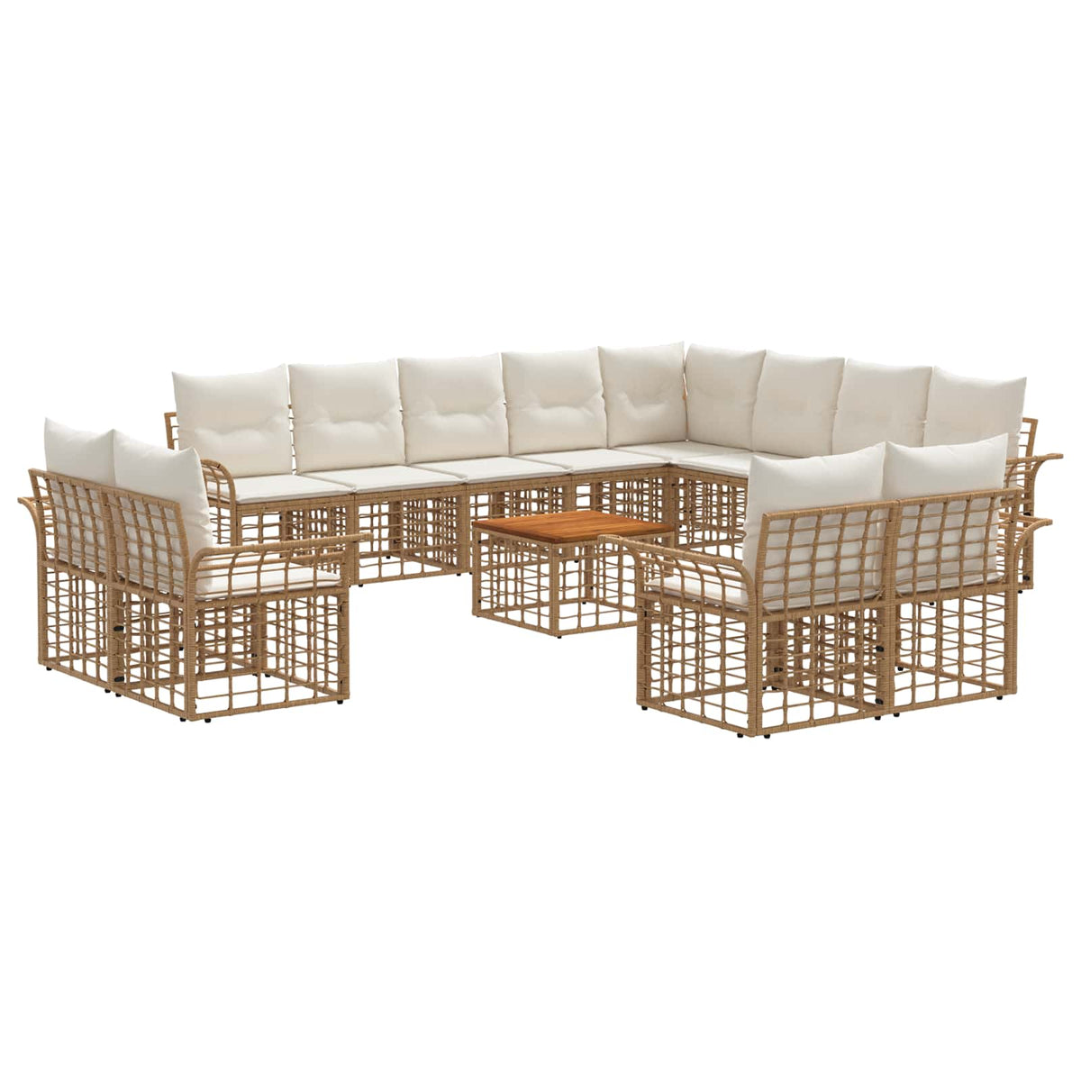 Set vanjskih sofa 13 kom. Prirodna i krema bijela Poliester